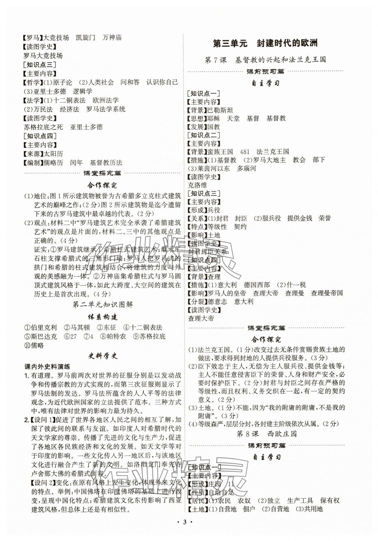 2025年精准同步九年级历史全一册人教版广州专版&nbsp;第3页