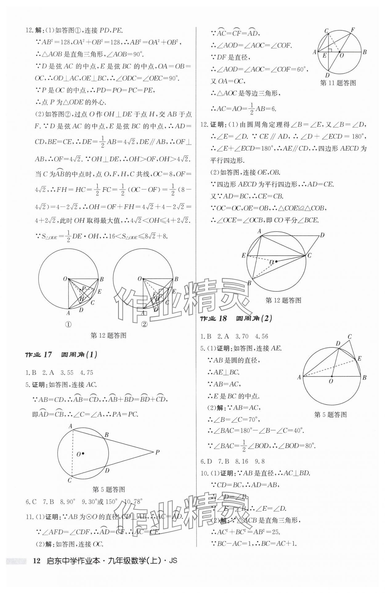 2025年啟東中學作業本九年級數學上冊蘇科版揚州專版 第12頁