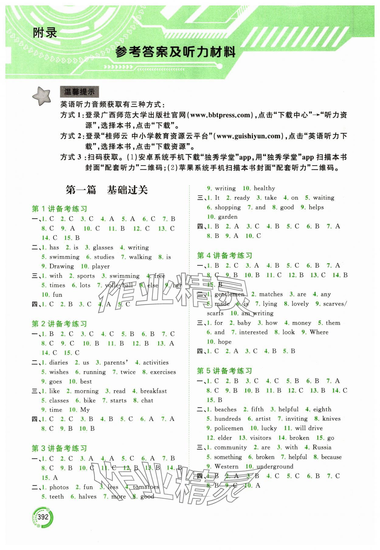 2024年中考先鋒中考總復(fù)習(xí)英語(yǔ)中考C版譯林版 參考答案第1頁(yè)