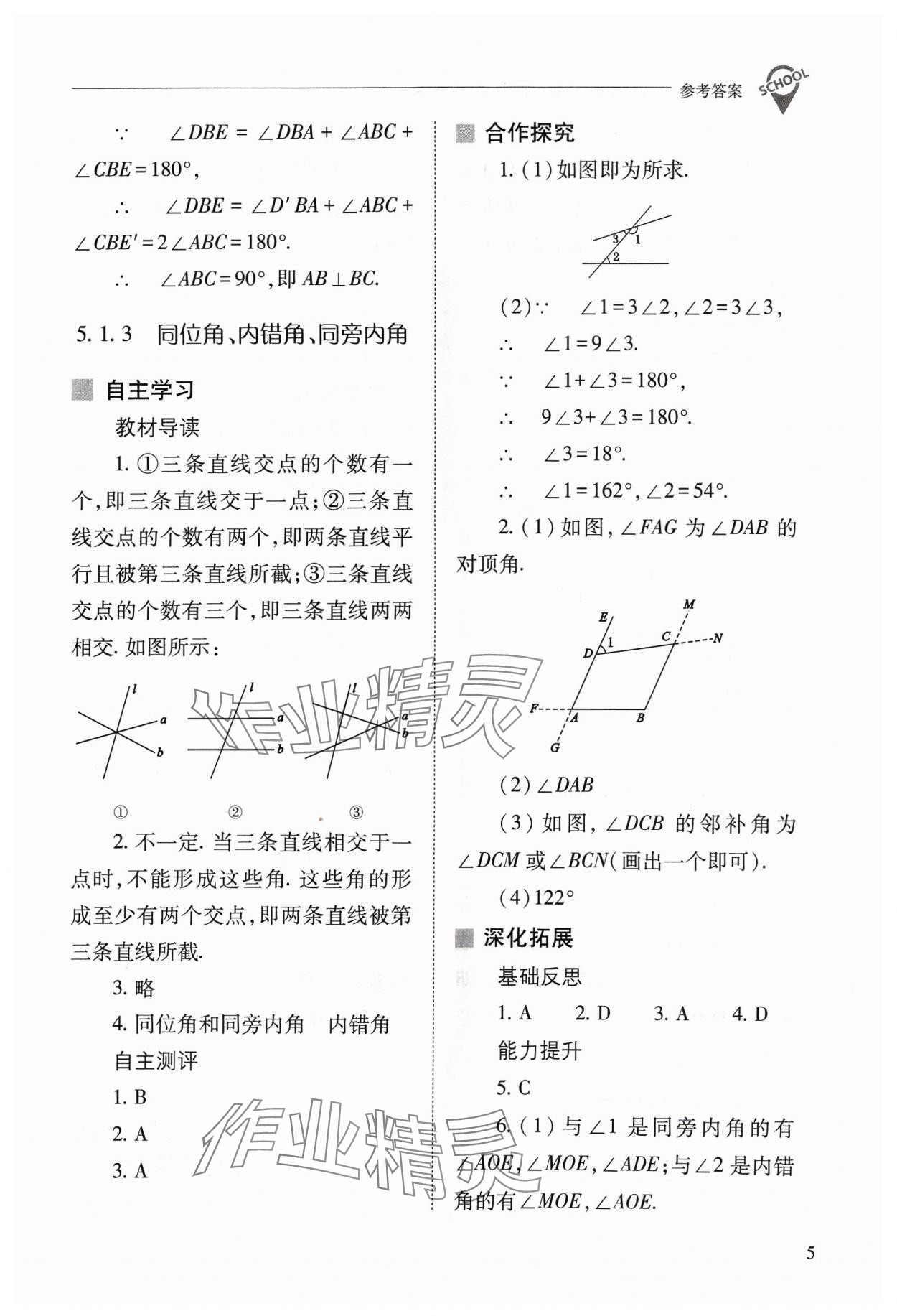 2024年新課程問題解決導(dǎo)學(xué)方案七年級數(shù)學(xué)下冊人教版 參考答案第5頁