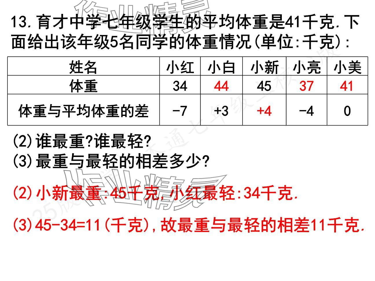 2024年一本通武漢出版社七年級數(shù)學(xué)上冊北師大版核心板 參考答案第13頁