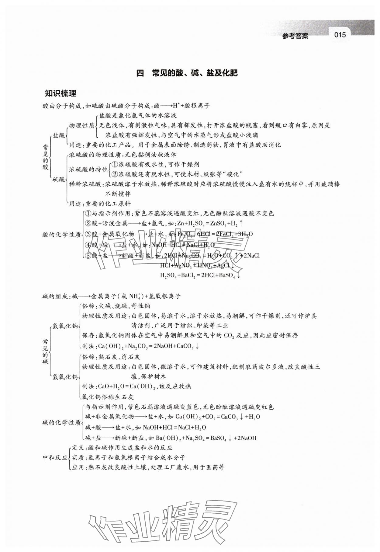 2025年山西省中考指导化学 参考答案第15页
