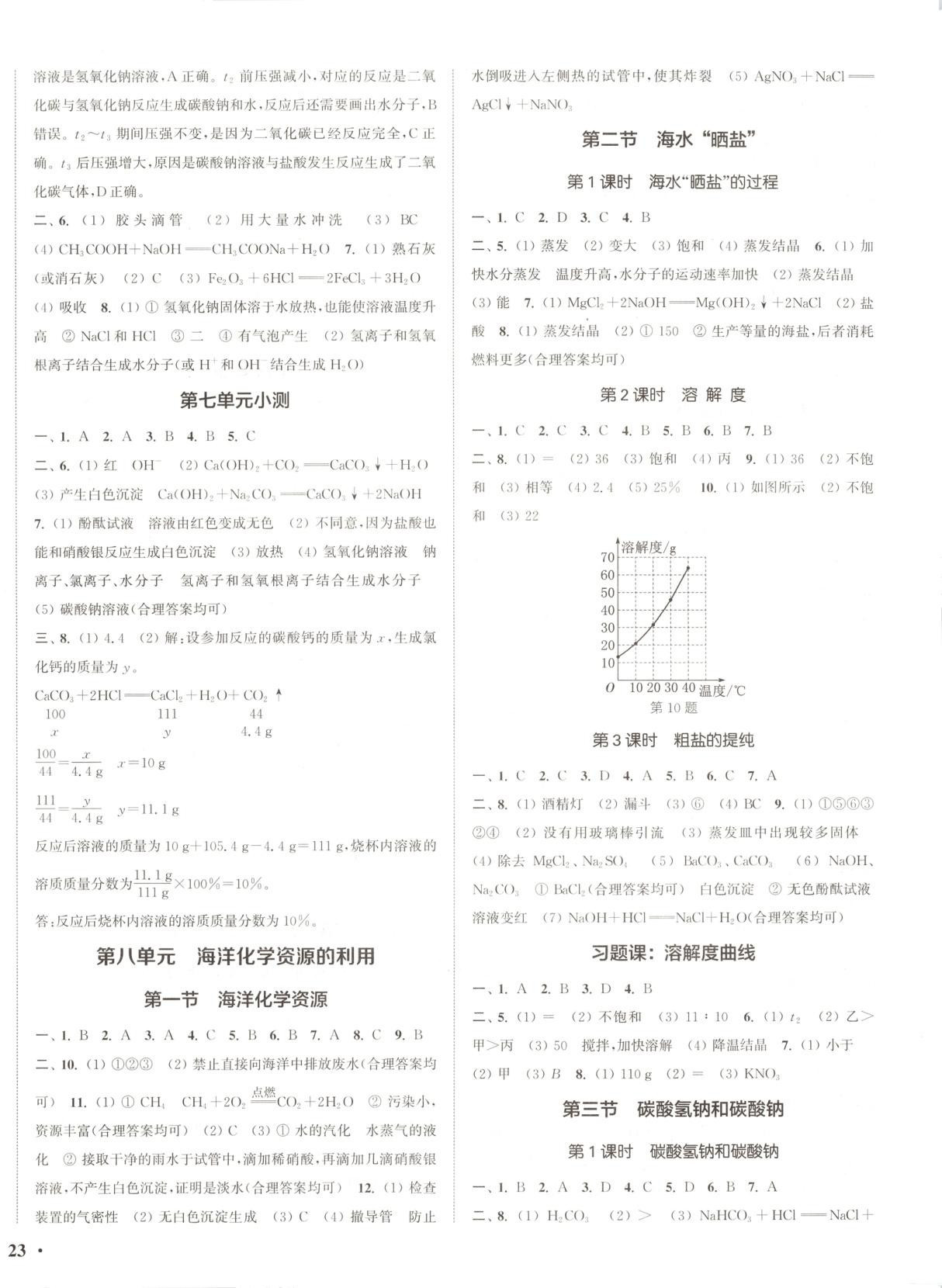 2025年通城学典活页检测九年级化学下册鲁教版 第2页