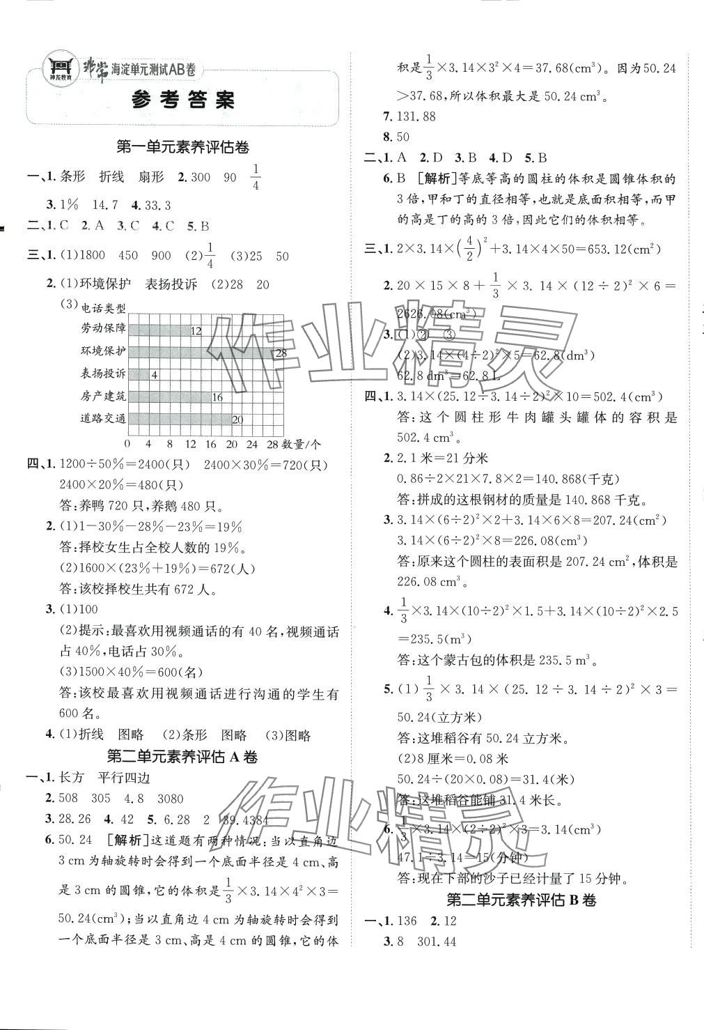 2024年海淀单元测试AB卷六年级数学下册苏教版 第1页