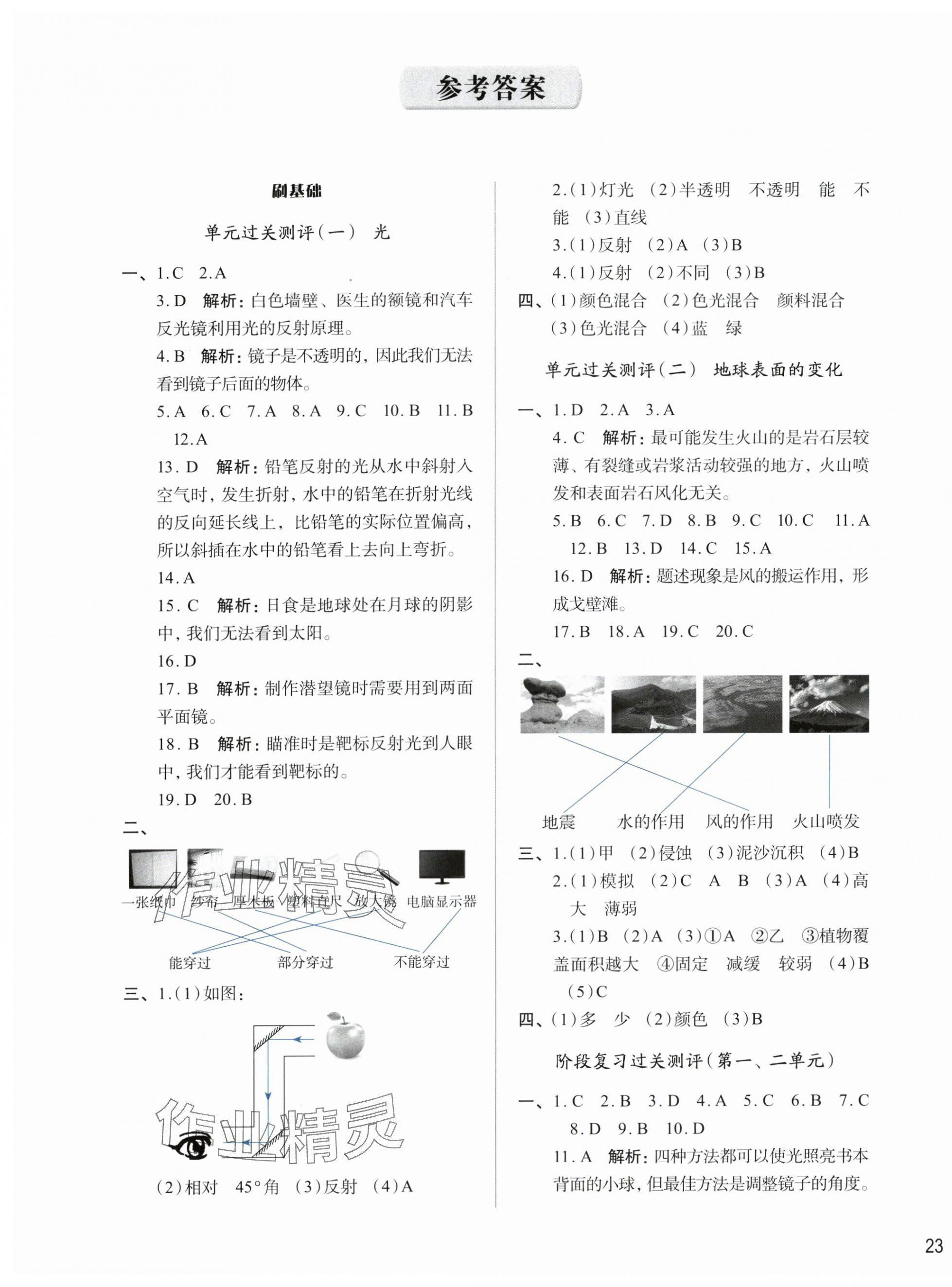 2024年知行合期末必刷題五年級(jí)科學(xué)上冊教科版 參考答案第1頁