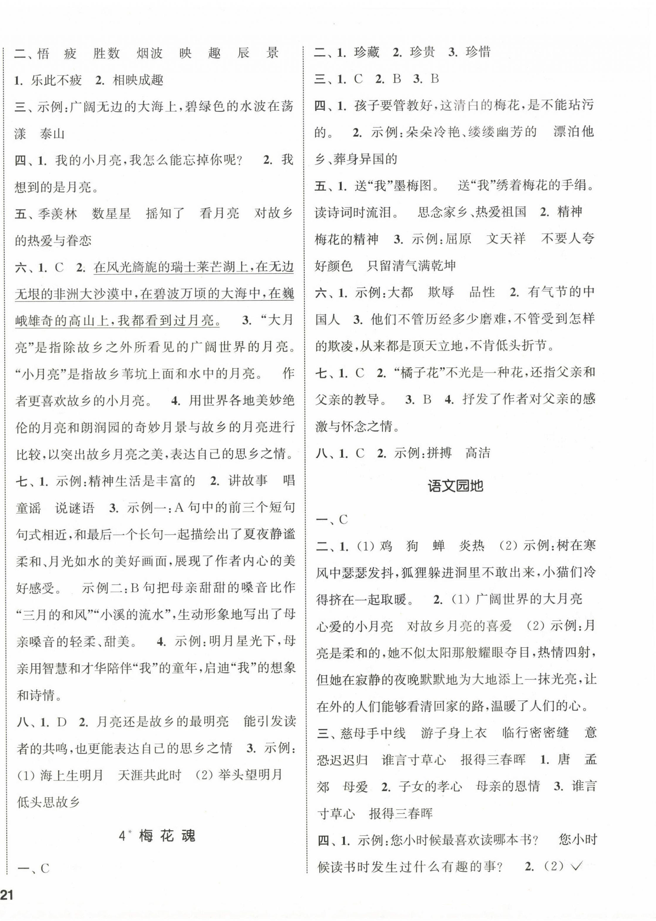 2024年通城學(xué)典課時新體驗(yàn)五年級語文下冊人教版 參考答案第2頁