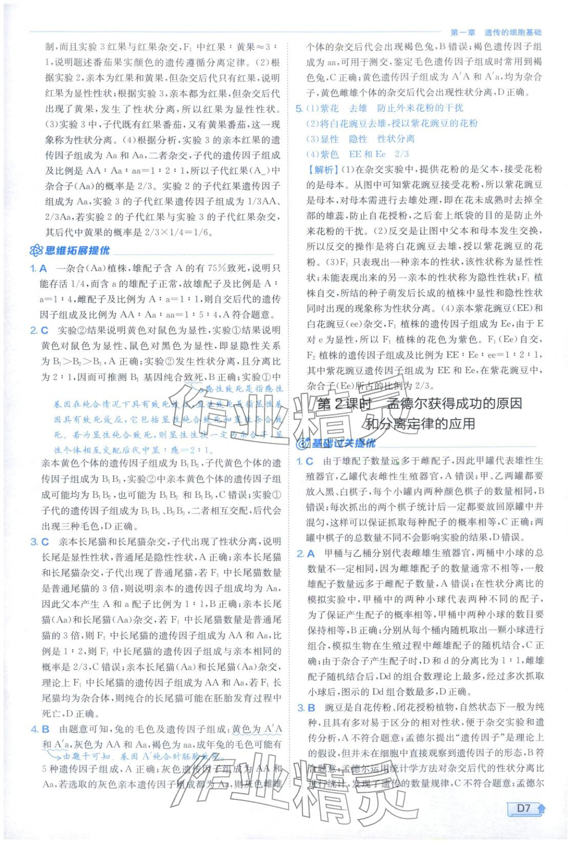 2026年實驗班提優(yōu)訓練高中生物必修第二冊蘇教版&nbsp;第7頁