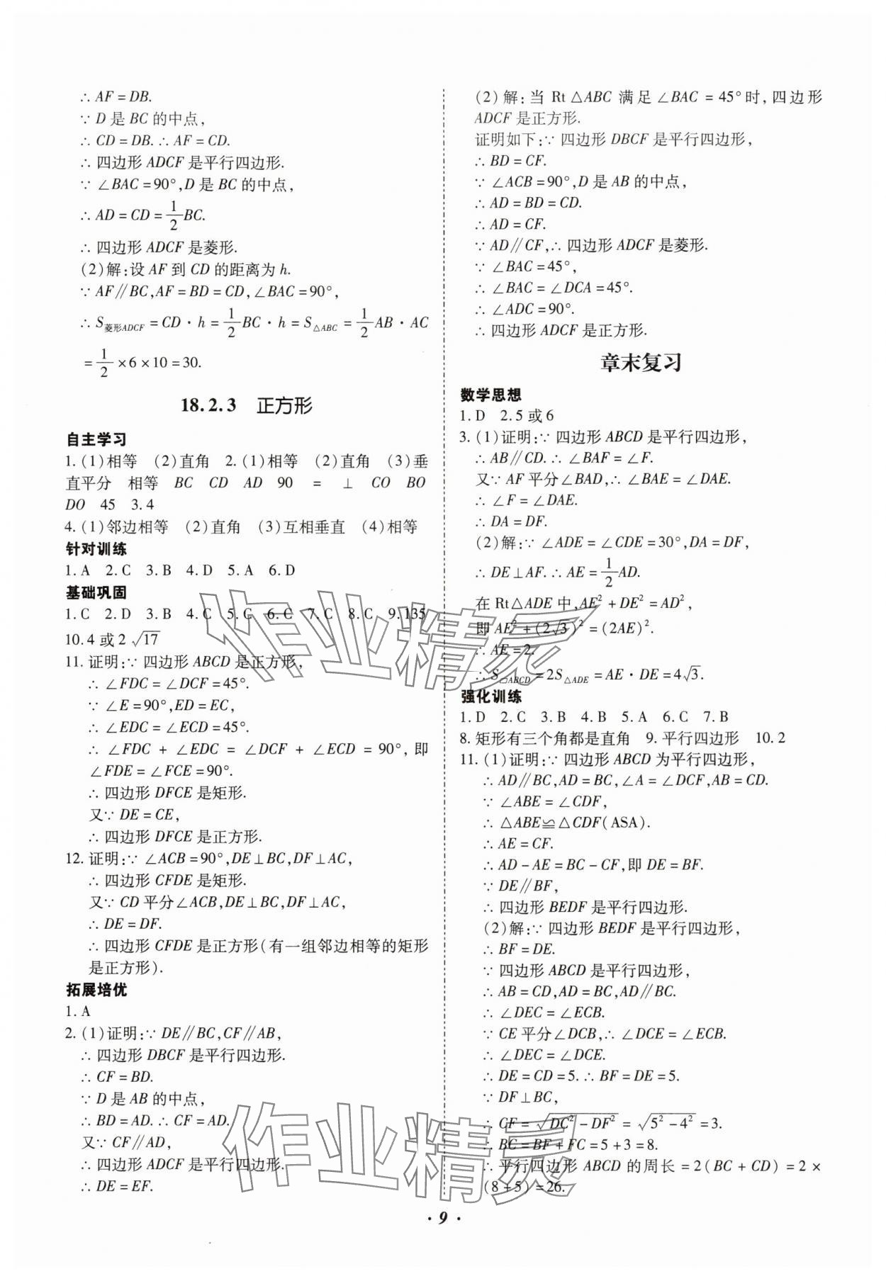 2025年本土攻略八年級數(shù)學(xué)下冊人教版 參考答案第9頁