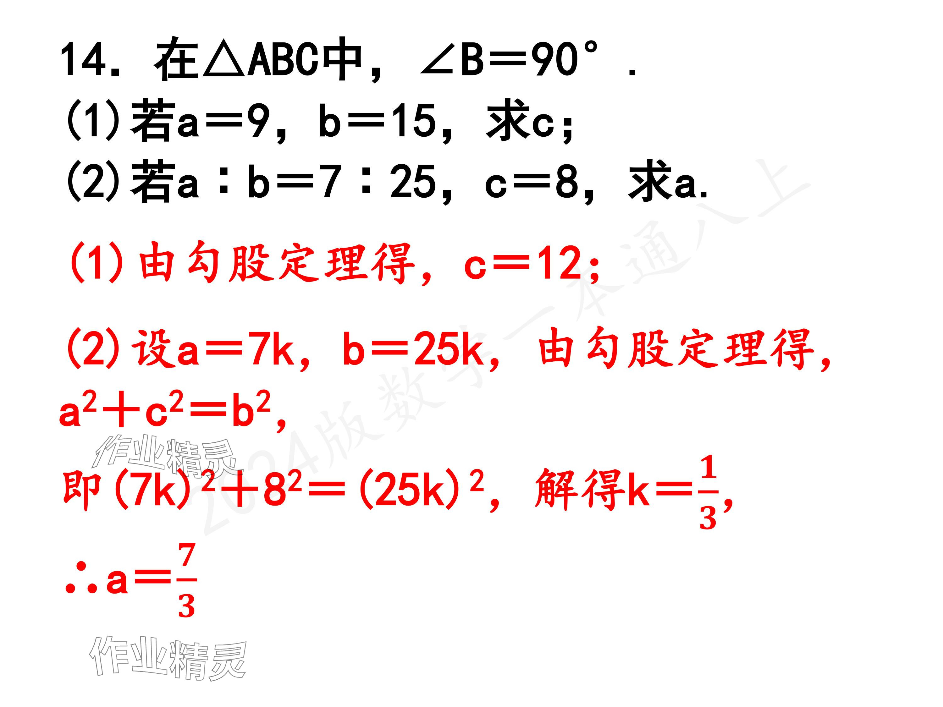 2024年一本通武漢出版社八年級(jí)數(shù)學(xué)上冊北師大版精簡版 參考答案第10頁