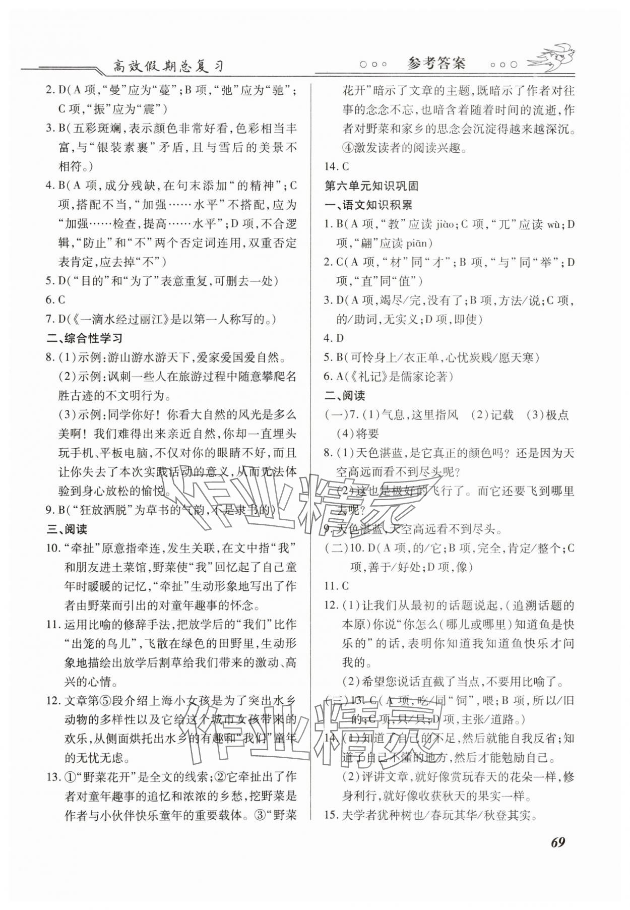2025年倍優(yōu)高效假期總復(fù)習(xí)八年級語文 第3頁