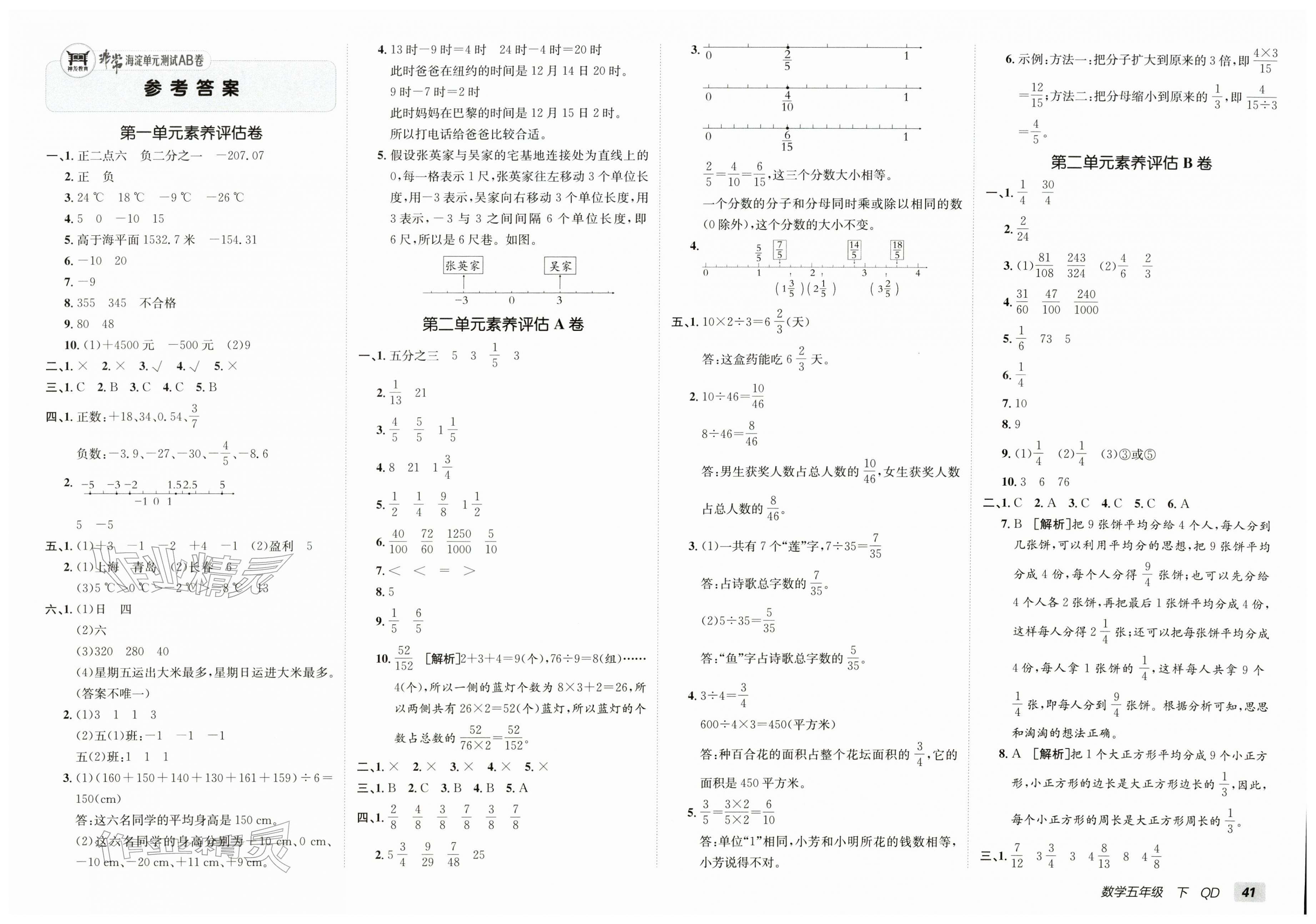 2026年海淀单元测试AB卷五年级数学下册青岛版&nbsp;第1页