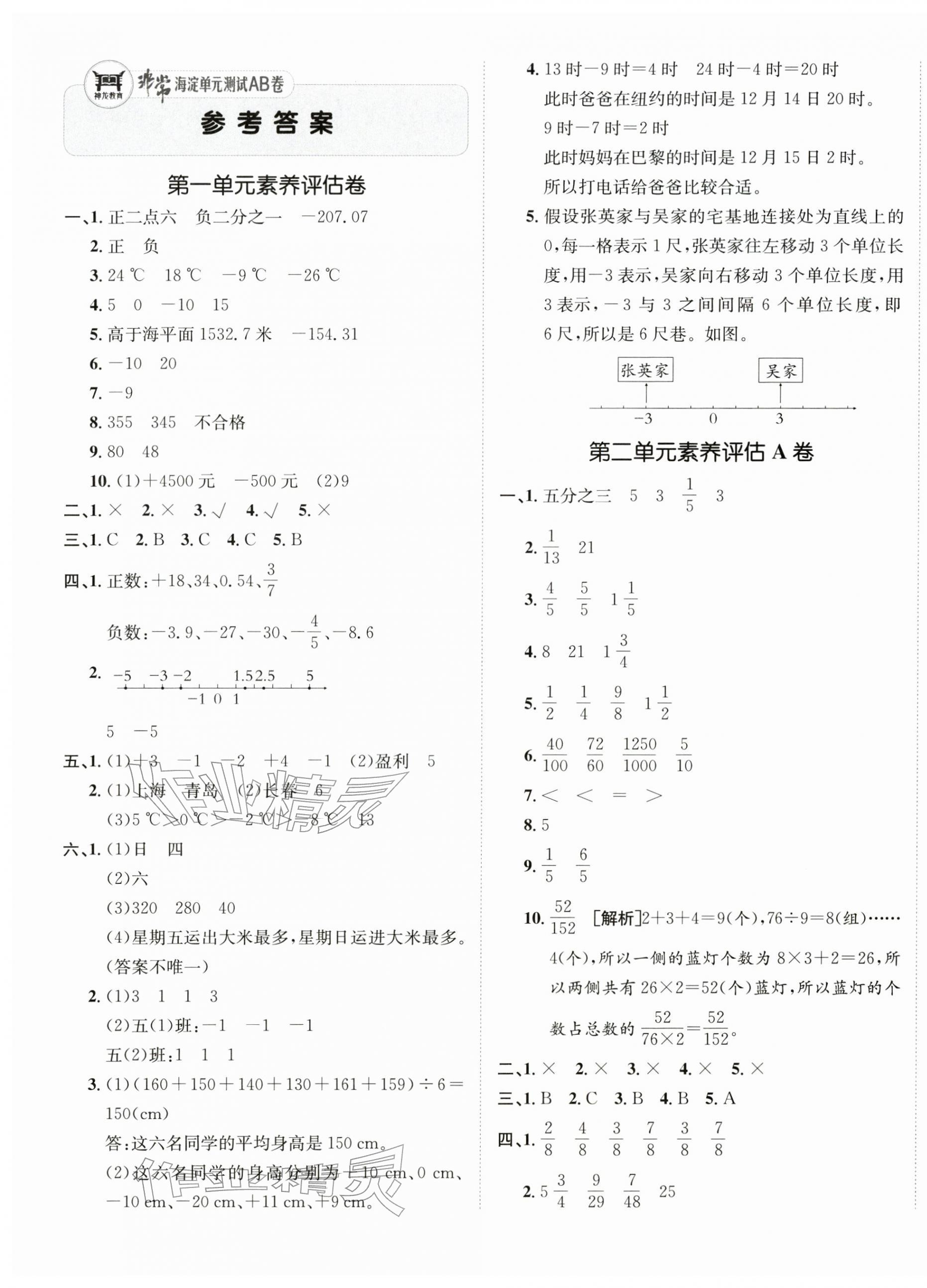 2026年海淀单元测试AB卷五年级数学下册青岛版&nbsp;第1页