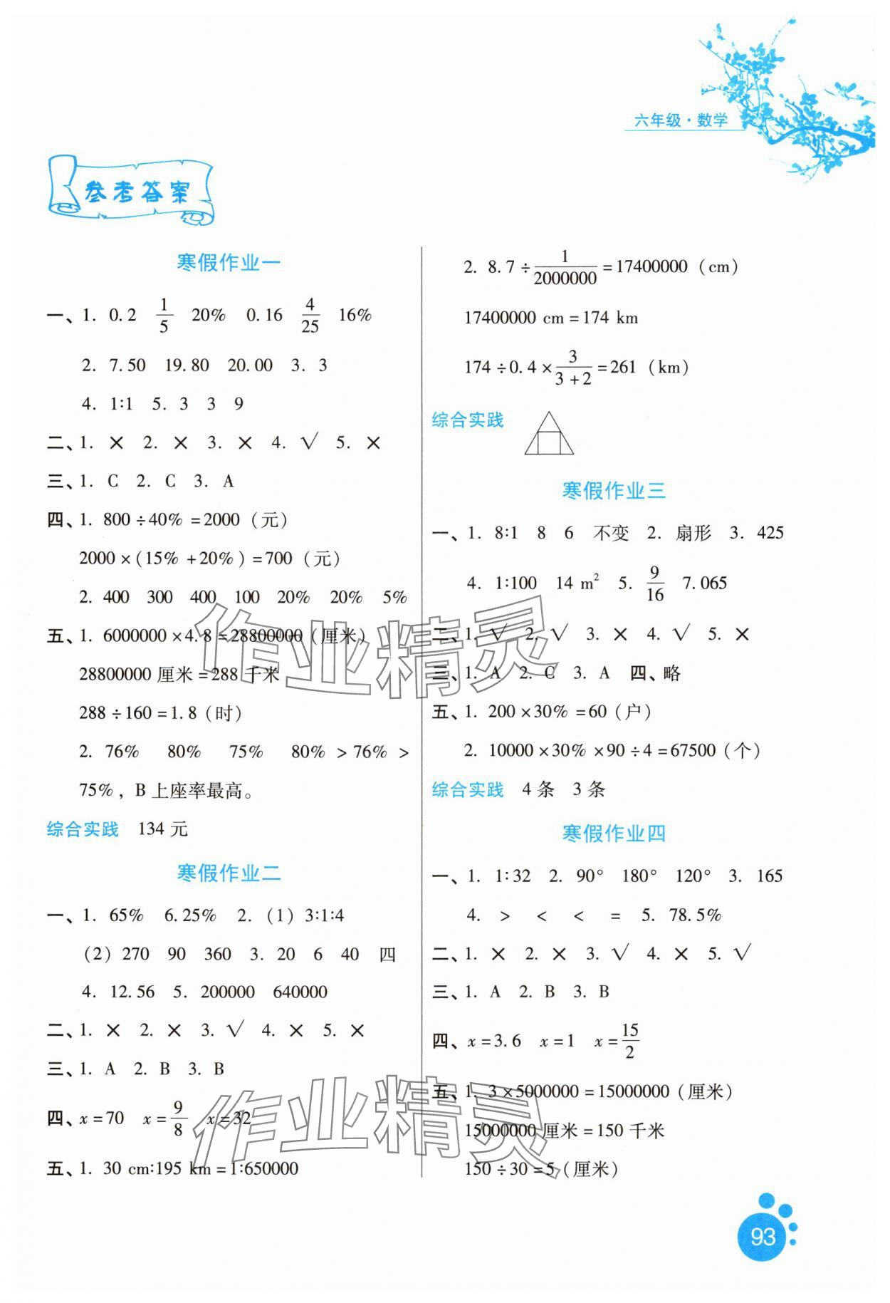 2025年寒假生活河北少年兒童出版社六年級數(shù)學(xué)冀教版 第1頁