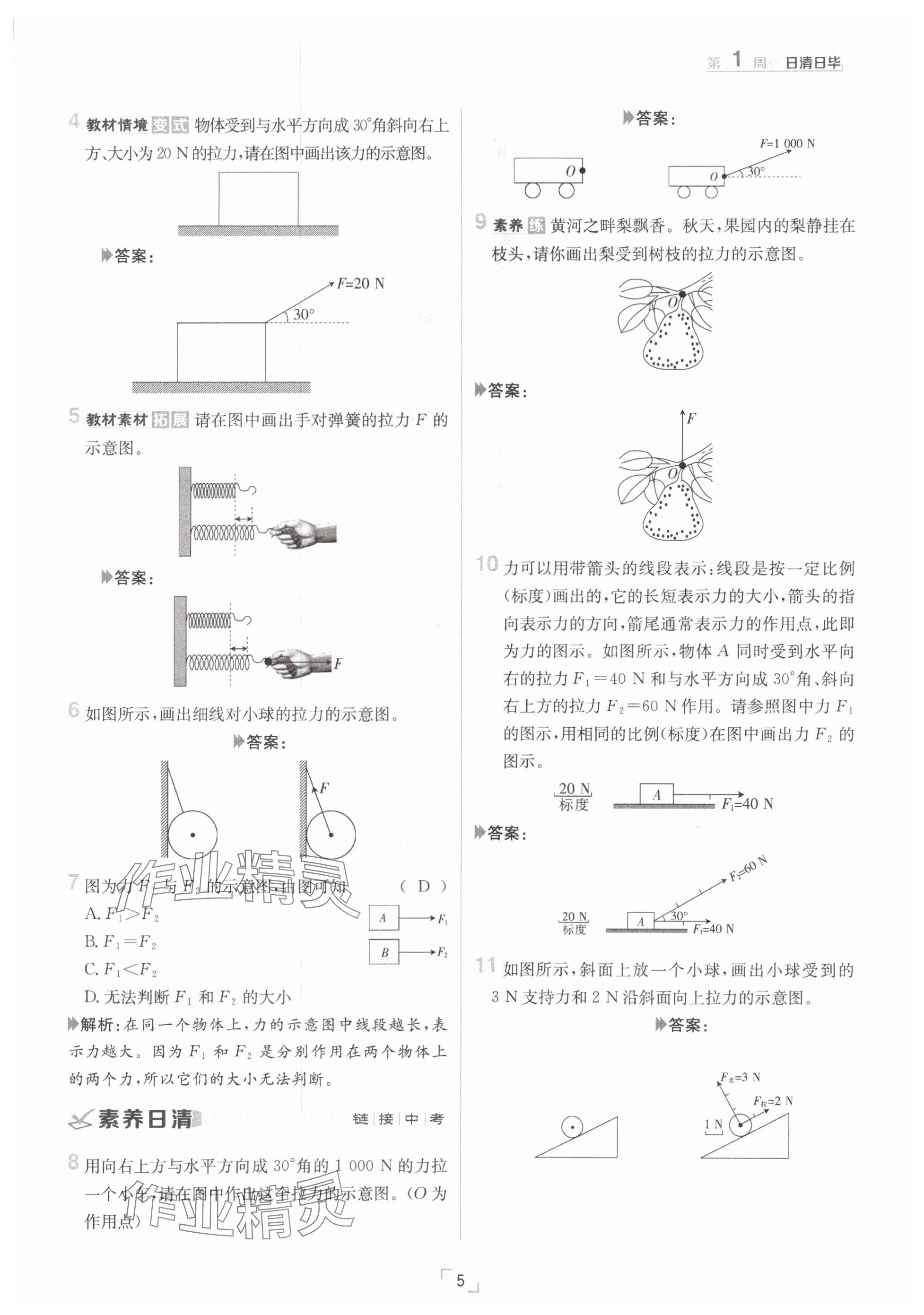 2025年日清周練八年級(jí)物理下冊(cè)滬粵版 參考答案第5頁(yè)