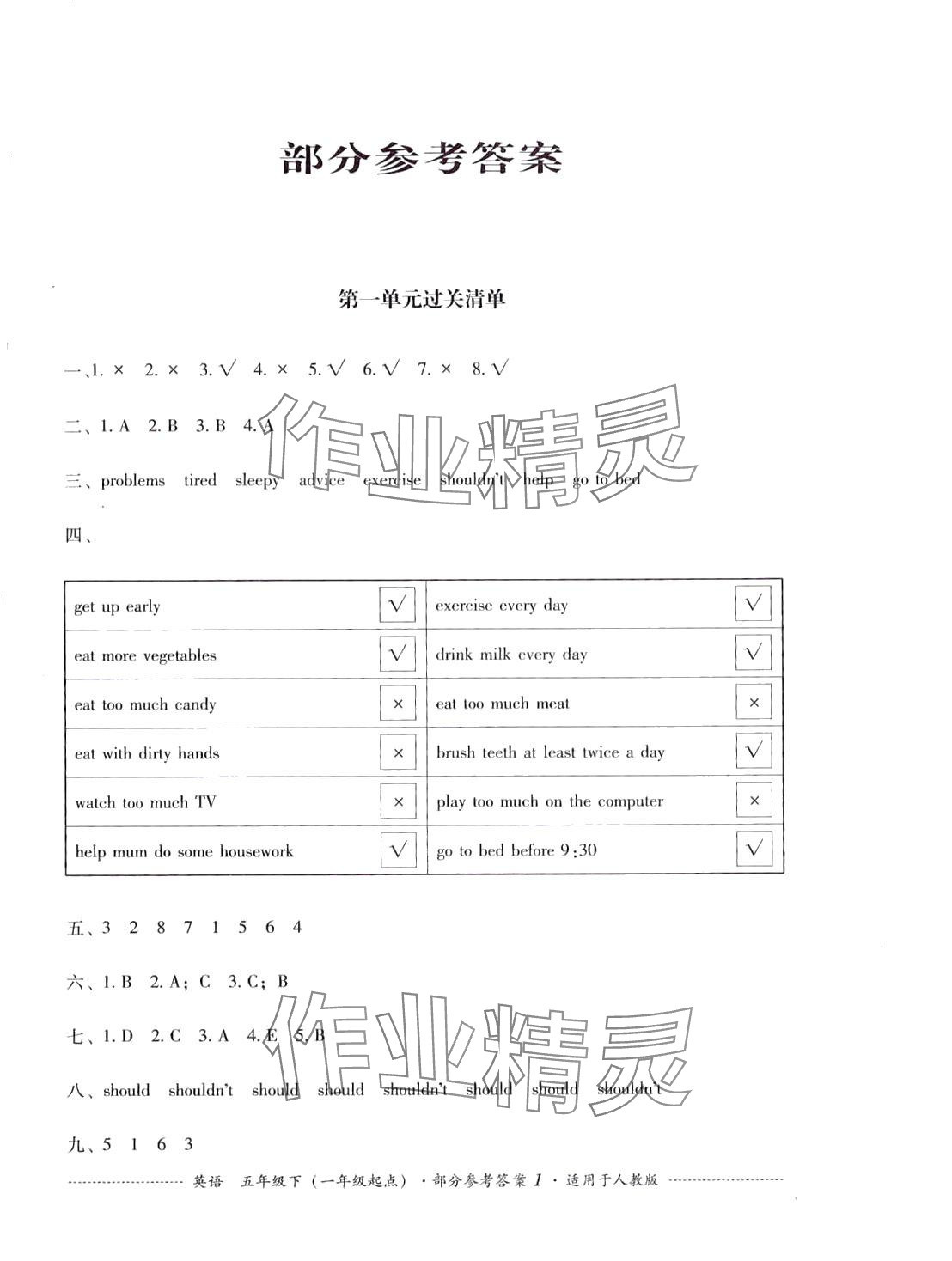 2024年过关清单四川教育出版社五年级英语下册人教新起点一年级起 第1页