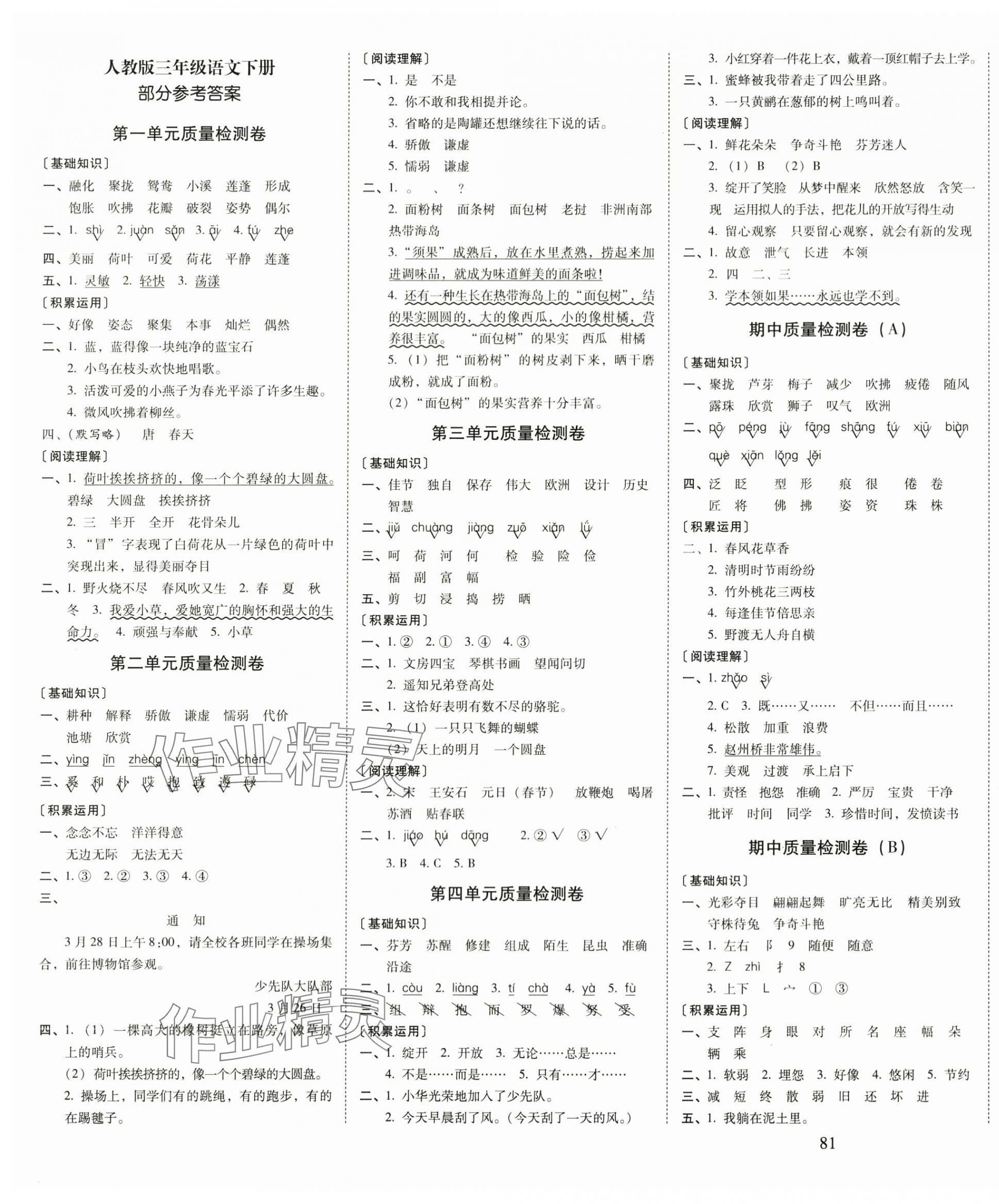 2024年云南师大附小一线名师核心试卷三年级语文下册人教版 第1页