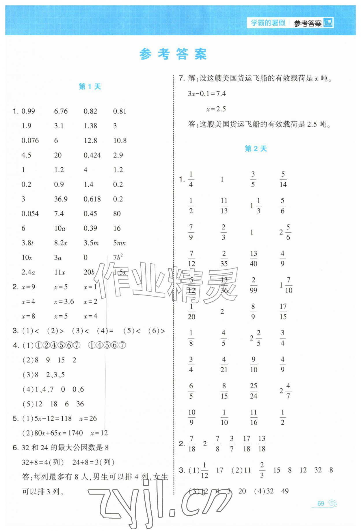 2026年学霸的暑假计算暑期大通关五升六年级数学苏教版&nbsp;第1页