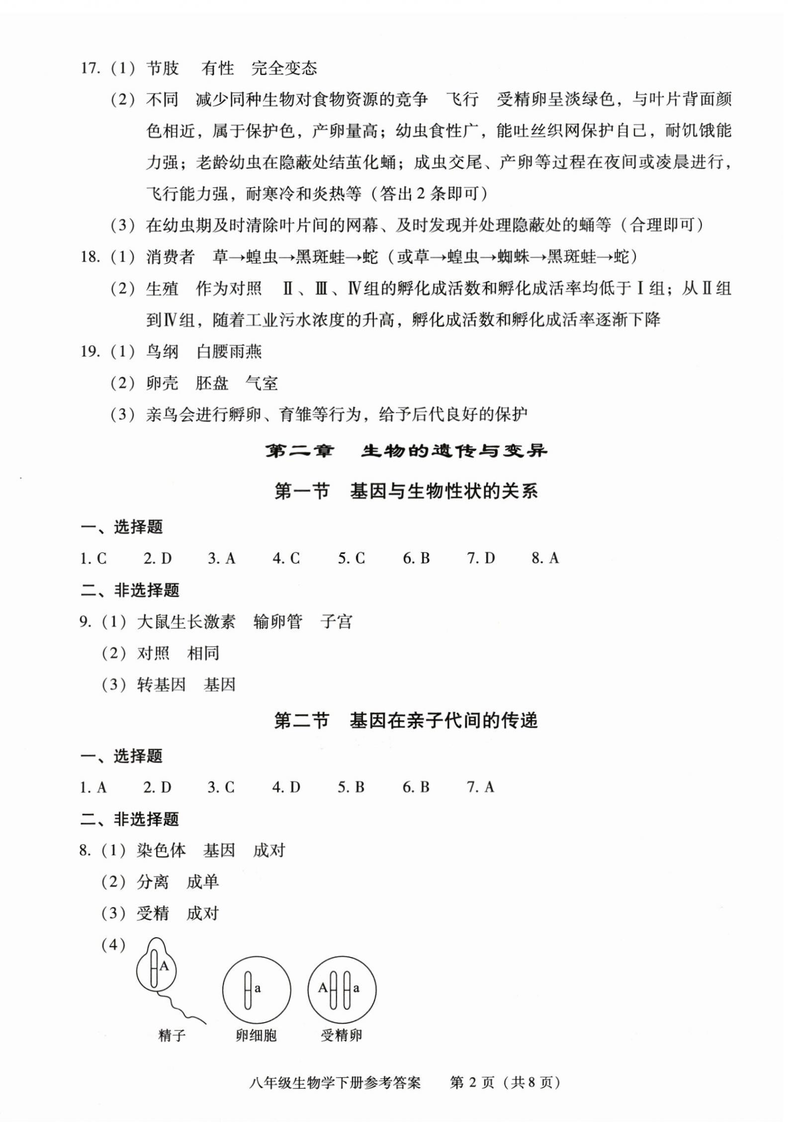 2026年学习探究诊断八年级生物下册人教版&nbsp;第2页