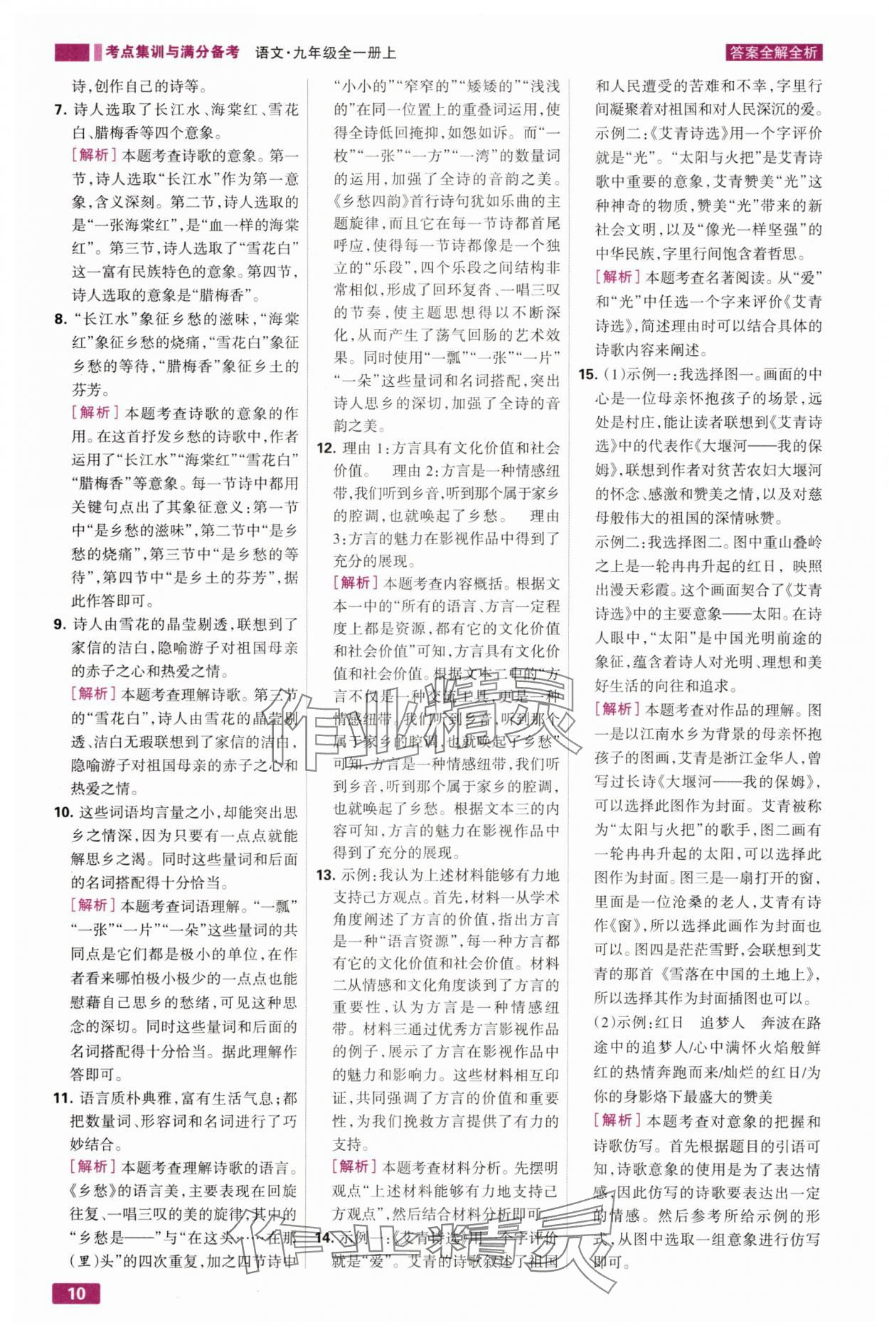 2025年考点集训与满分备考九年级语文全一册上人教版 第10页