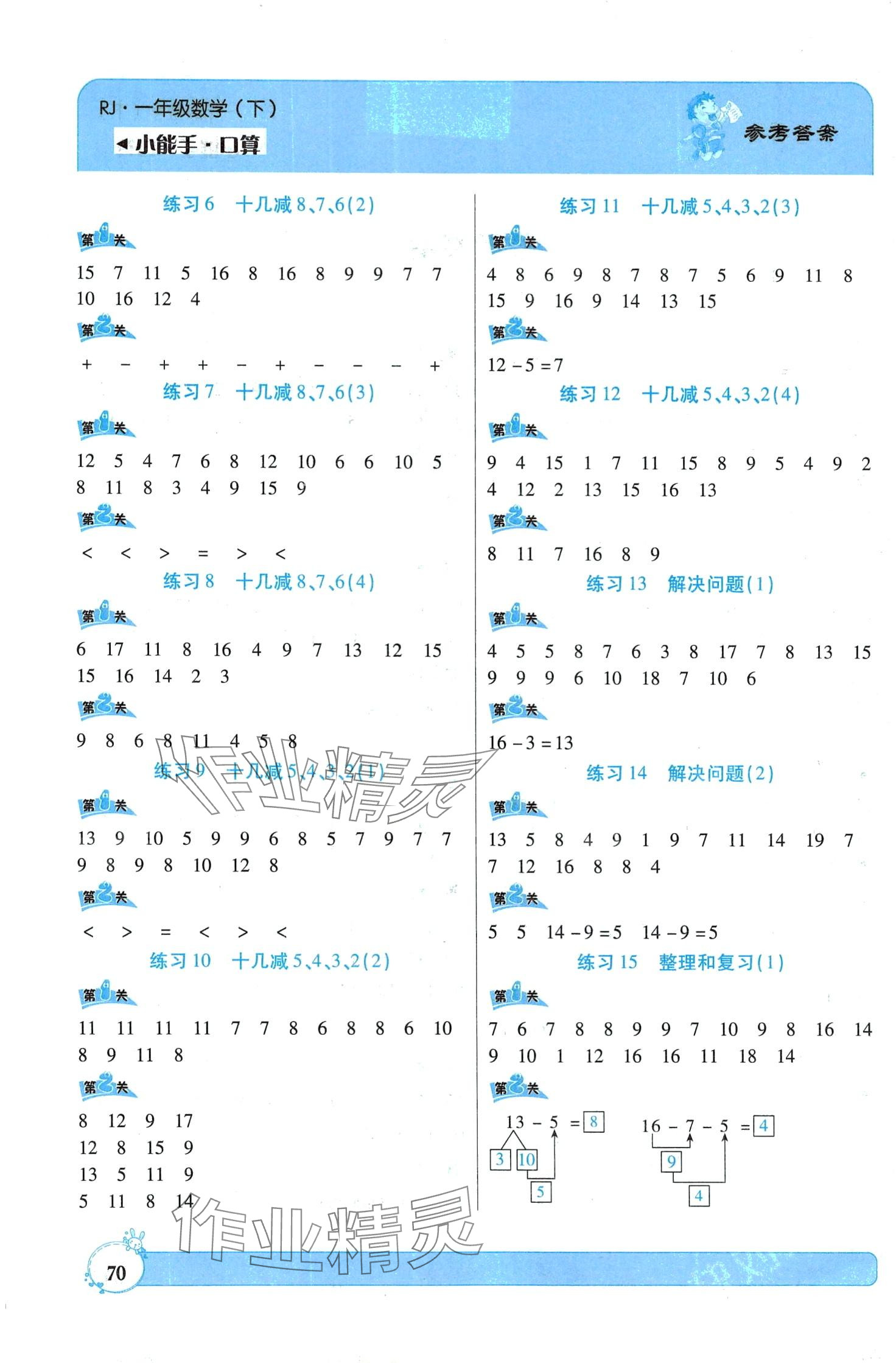 2024年小能手口算一年級數學下冊人教版 第2頁