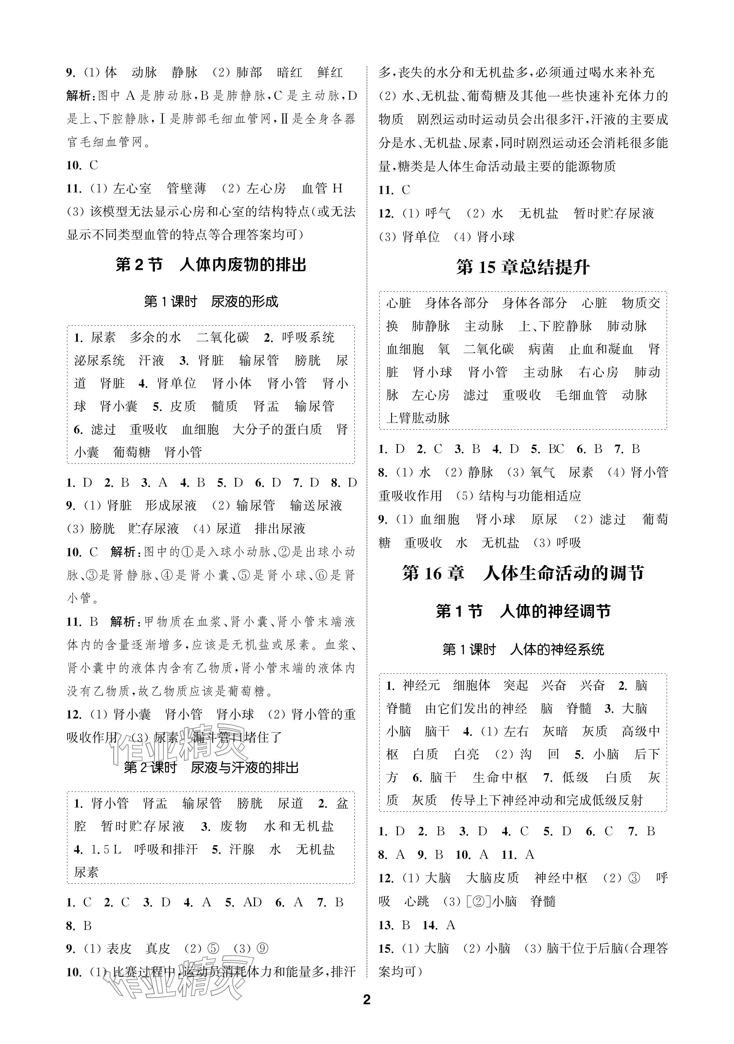 2024年通成學(xué)典課時(shí)作業(yè)本八年級(jí)生物上冊(cè)蘇科版蘇州專版 參考答案第2頁(yè)