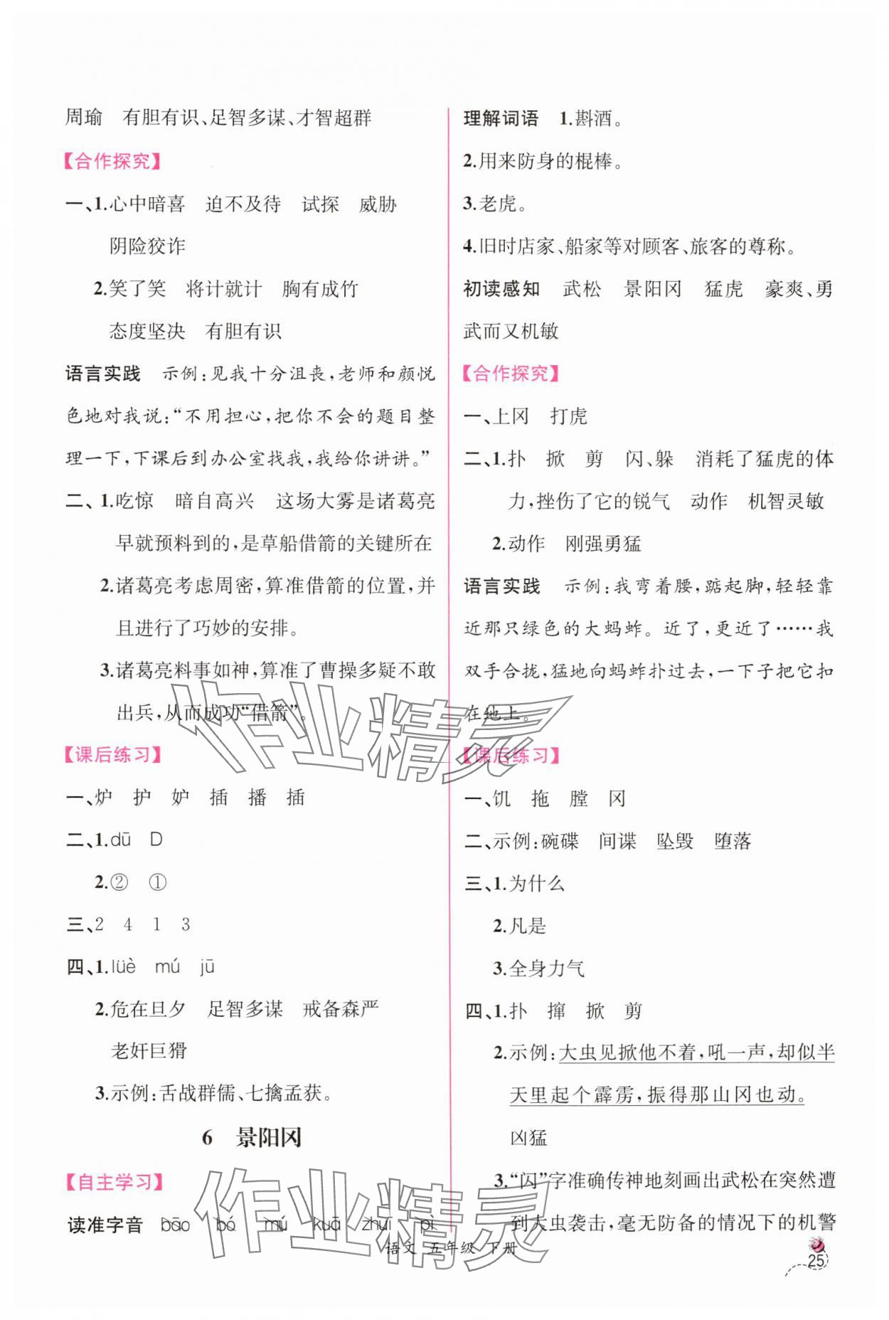 2025年課時練人民教育出版社五年級語文下冊人教版 第5頁