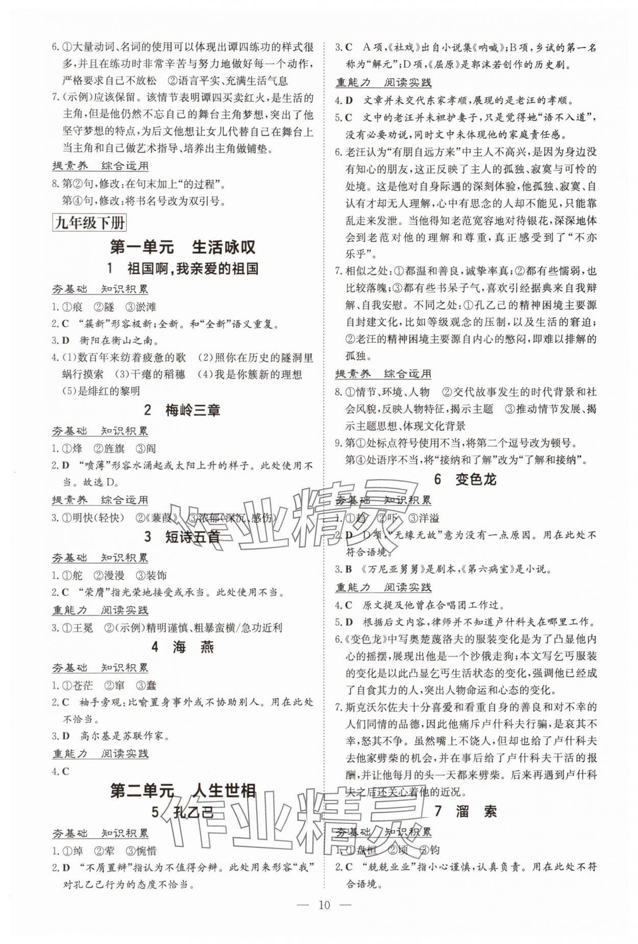 2025年导与练九年级语文全一册人教版贵州专版 第10页