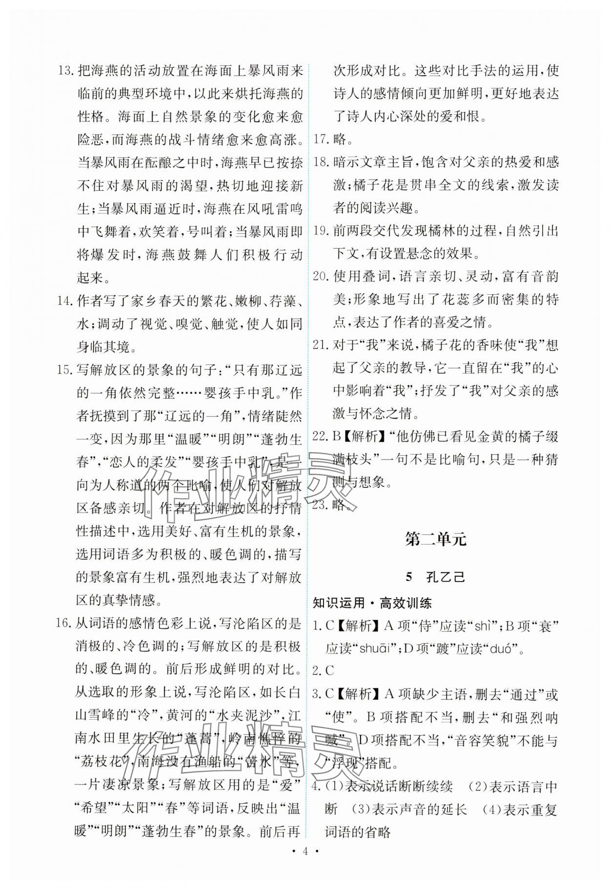 2025年能力培养与测试九年级语文下册人教版 第4页