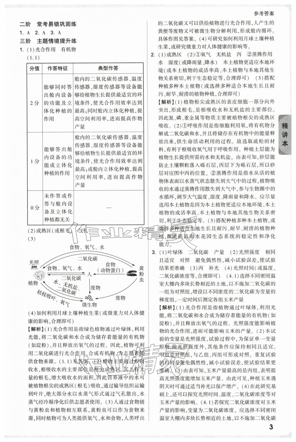 2026年萬(wàn)唯中考試題研究生物廣東專版&nbsp;參考答案第9頁(yè)