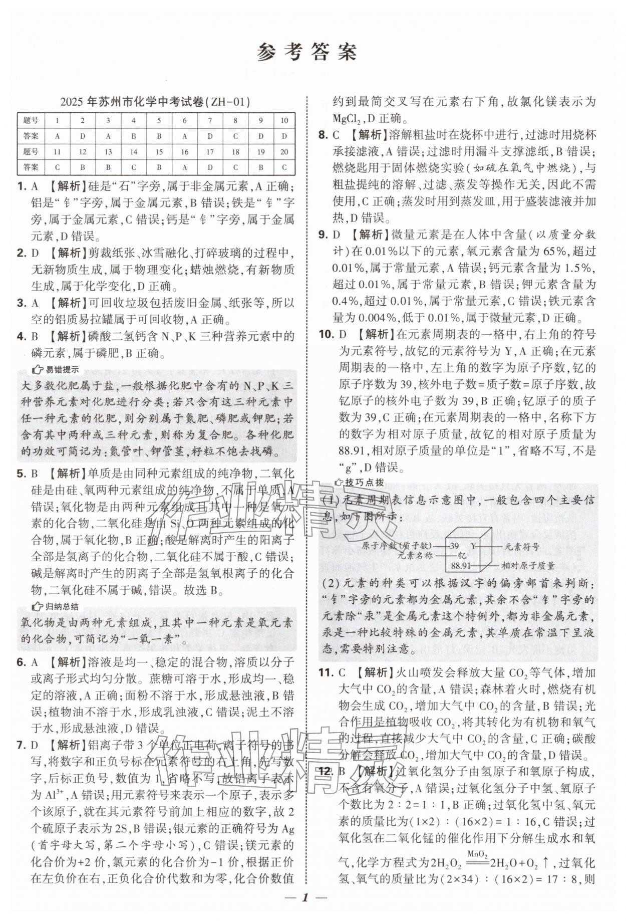 2026年锁定中考江苏十三大市中考试卷汇编化学 第1页