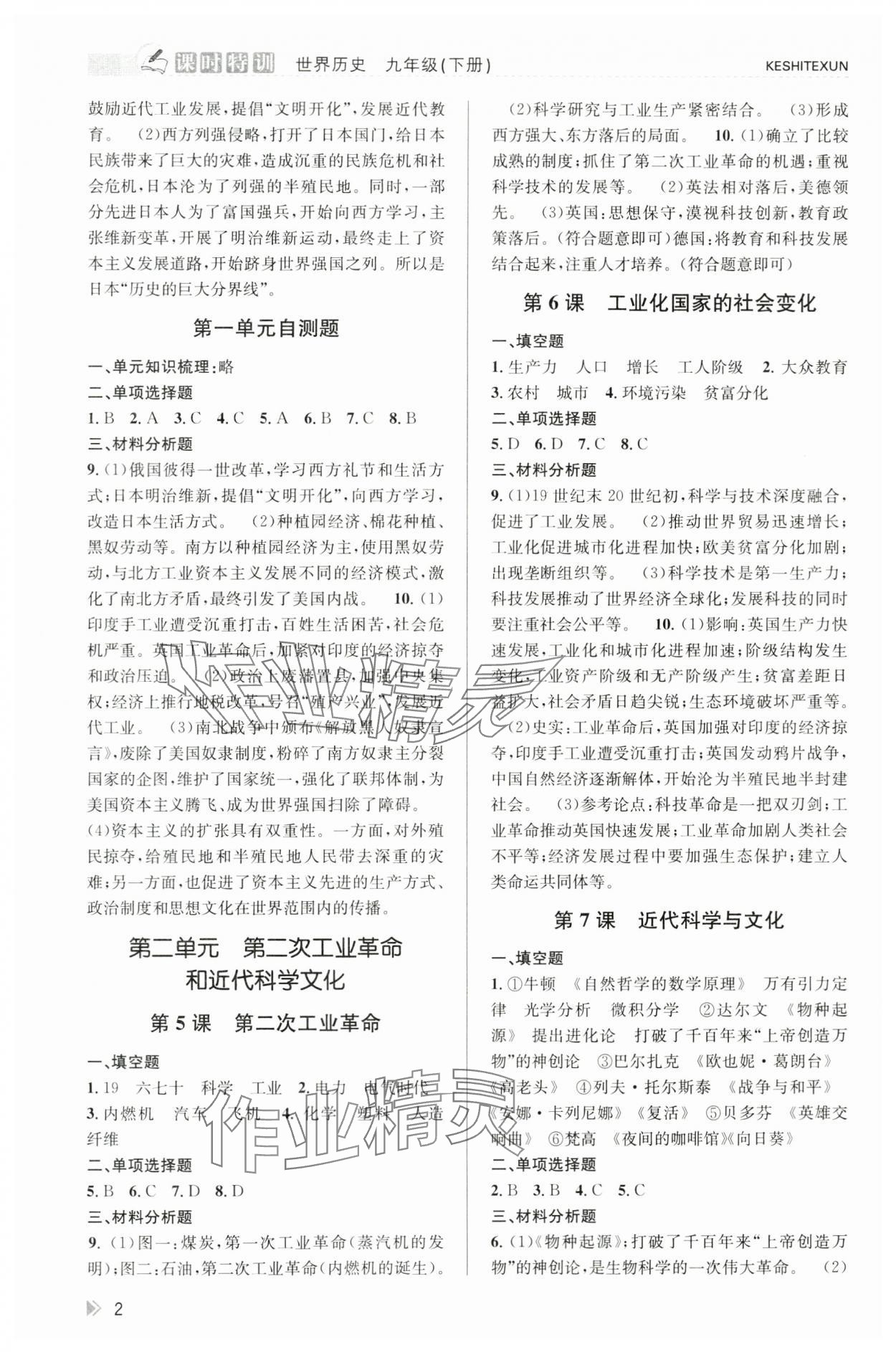 2024年浙江新課程三維目標(biāo)測(cè)評(píng)課時(shí)特訓(xùn)九年級(jí)歷史下冊(cè)人教版 第2頁(yè)