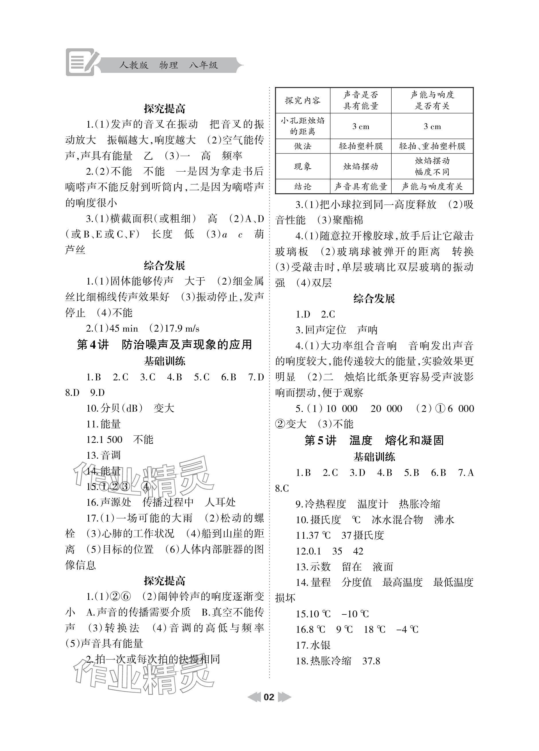 2024年寒假作业兰州大学出版社八年级物理人教版 参考答案第2页