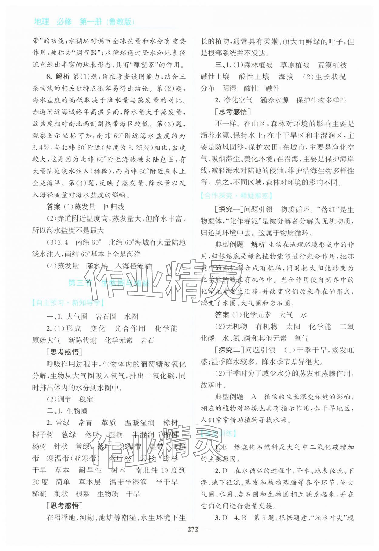 2024年優(yōu)佳學(xué)案高中地理必修第一冊魯教版 參考答案第10頁