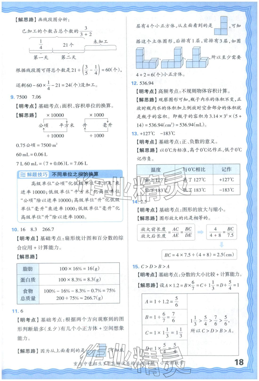 2025年重點中學招生五年真題試卷精選超詳解小升初數(shù)學&nbsp;參考答案第18頁