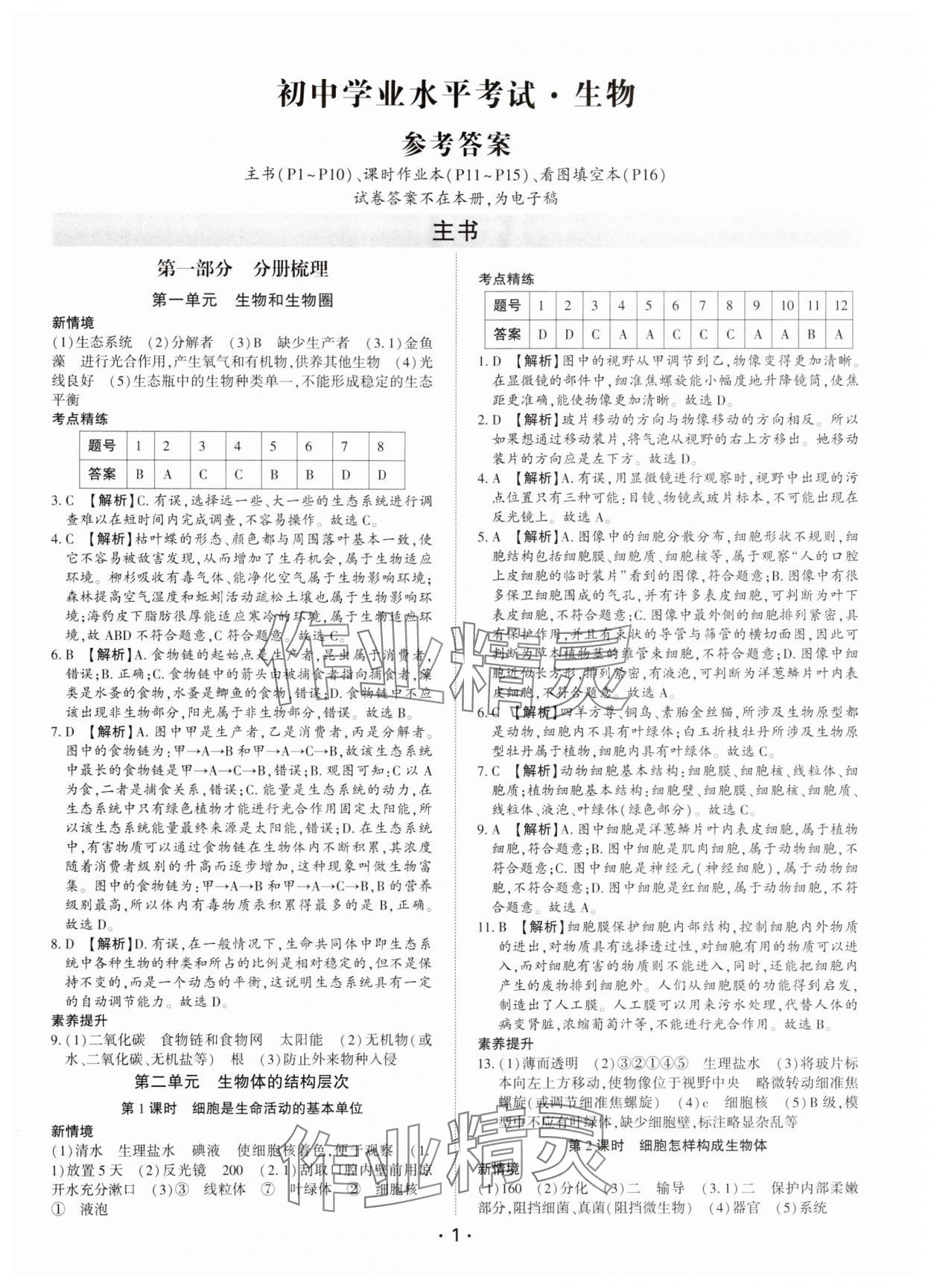 2025年初中学业水平考试生物深圳专版 第1页