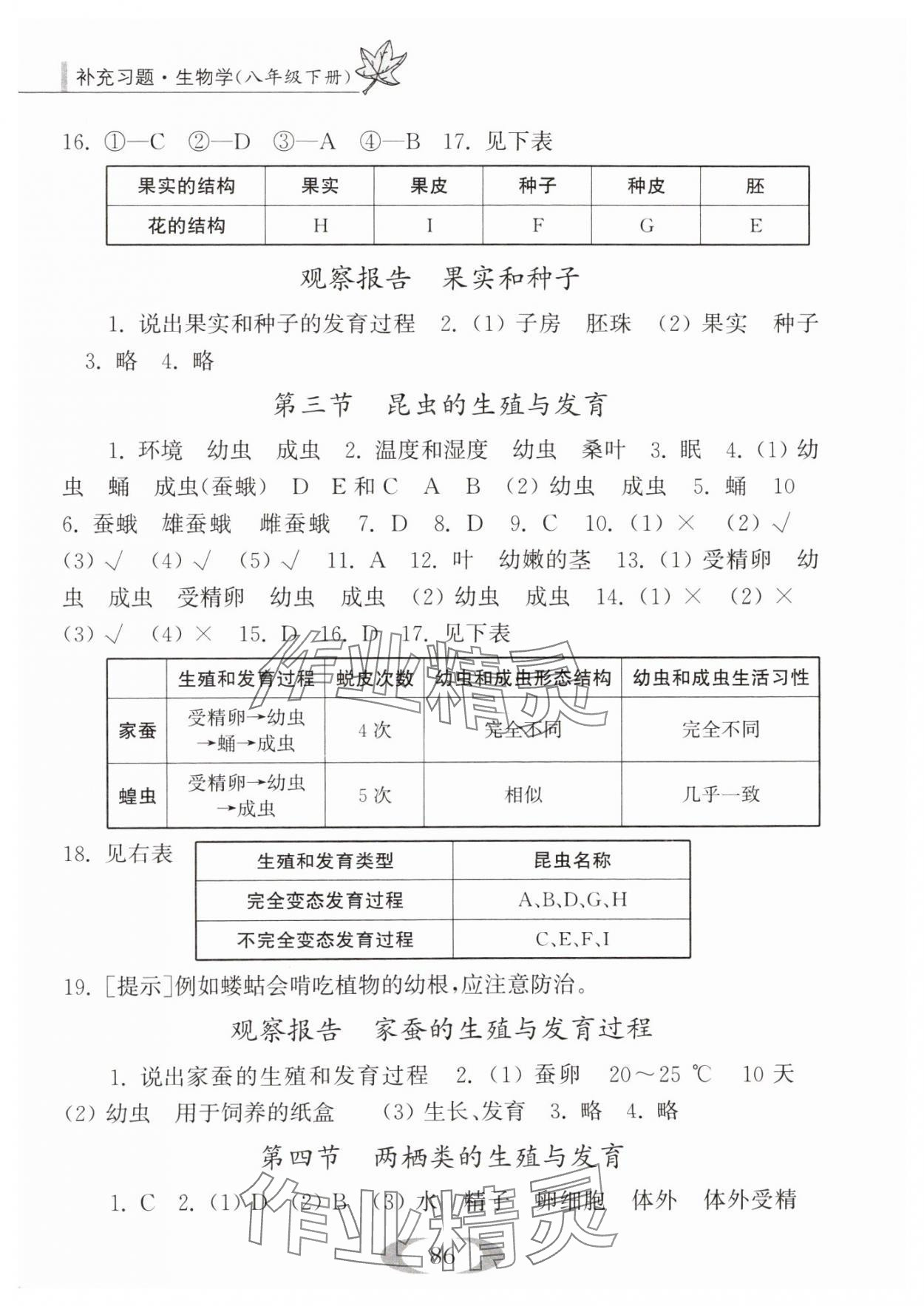 2025年補(bǔ)充習(xí)題江蘇八年級生物下冊蘇教版 第2頁