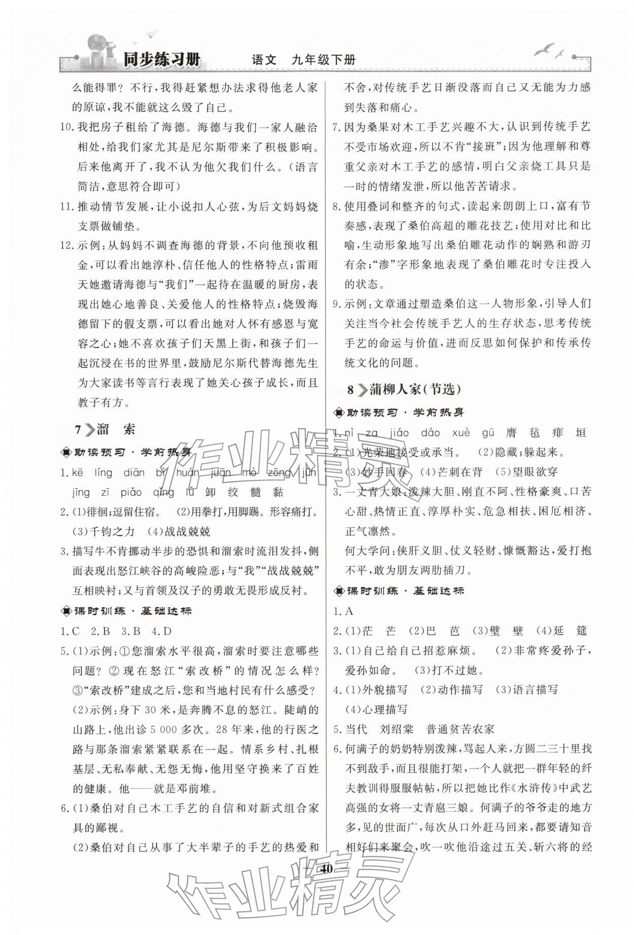2026年同步练习册人民教育出版社九年级语文下册人教版江苏专版&nbsp;第4页