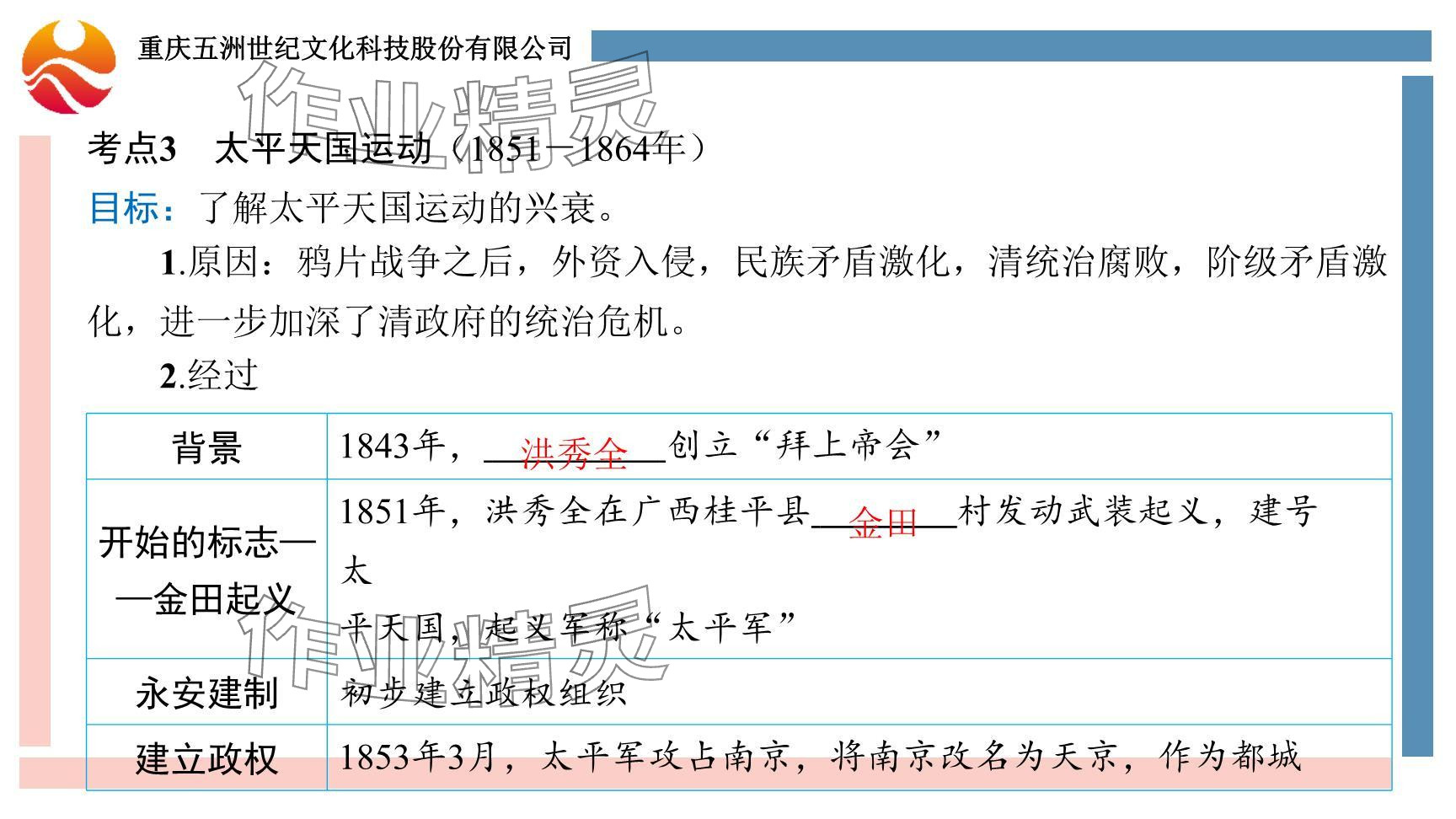 2024年重慶市中考試題分析與復(fù)習(xí)指導(dǎo)歷史 參考答案第11頁