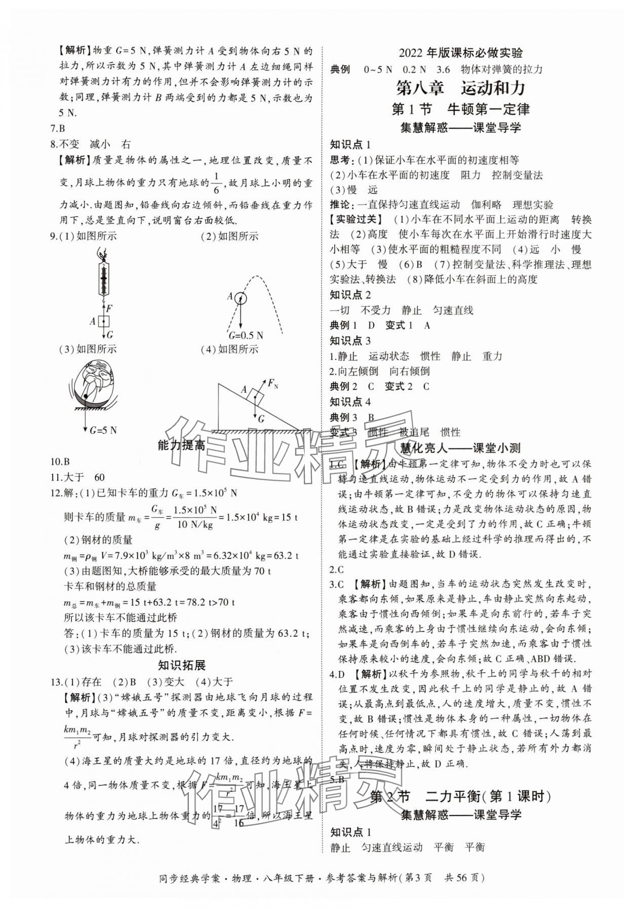 2024年同步經(jīng)典學(xué)案八年級物理下冊 第3頁