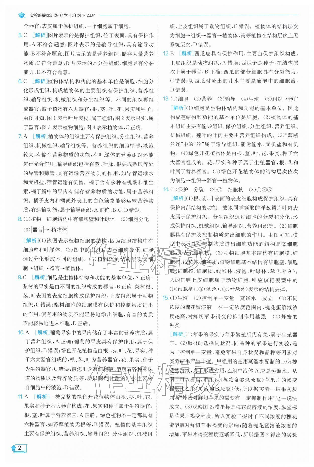2026年实验班提优训练七年级科学下册浙教版&nbsp;第2页