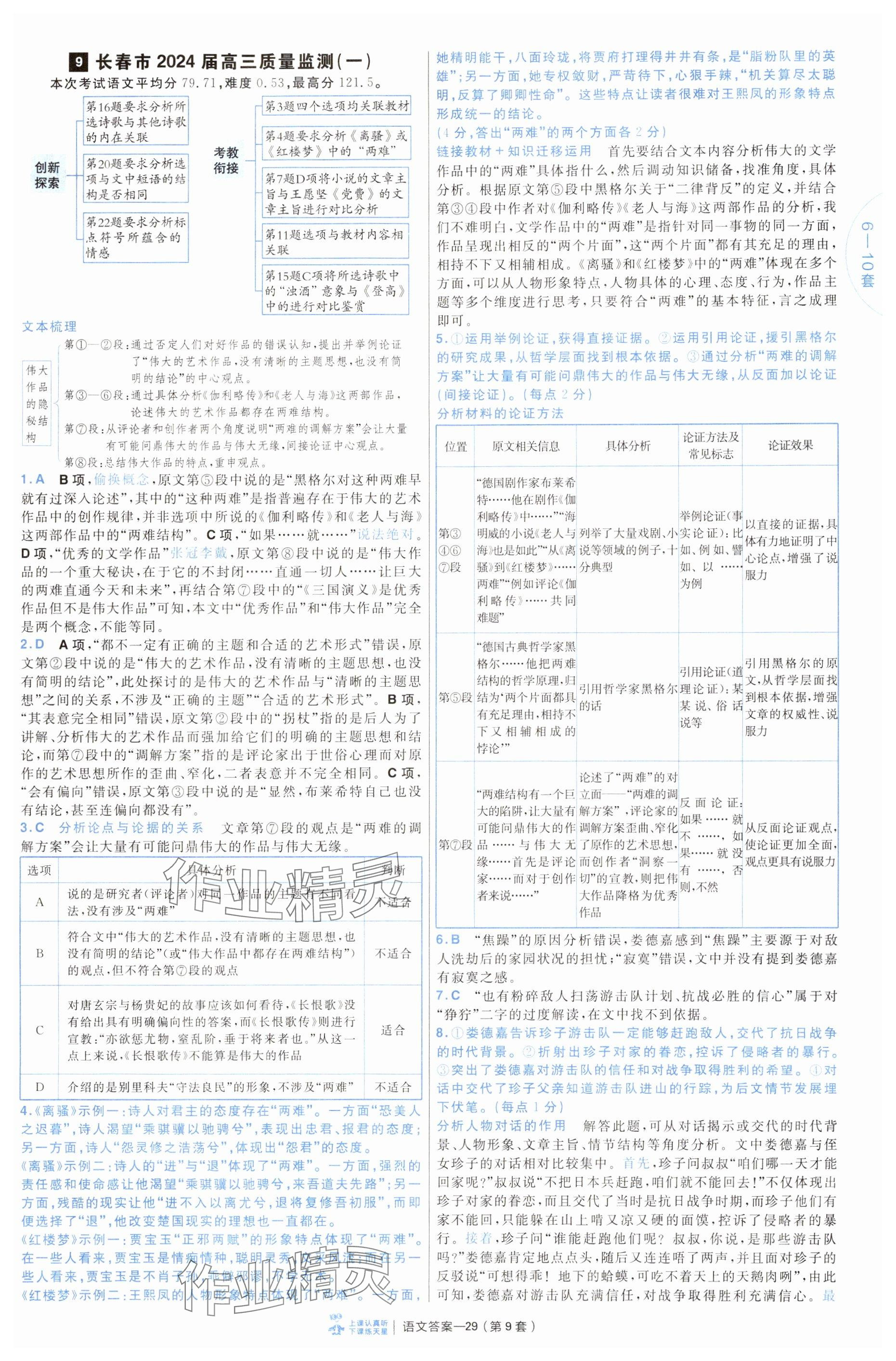 2025年金考卷45套匯編高中語文通用版 參考答案第29頁