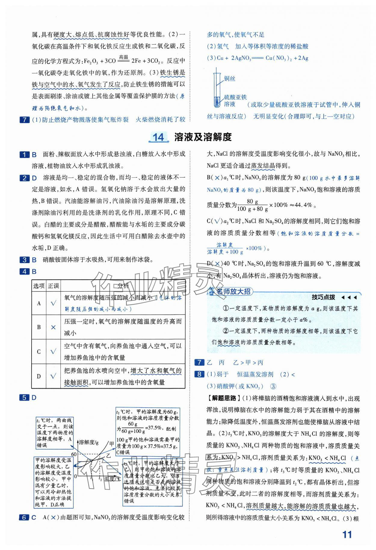 2024年金考卷中考45套匯編化學山西專版紫色封面 參考答案第11頁