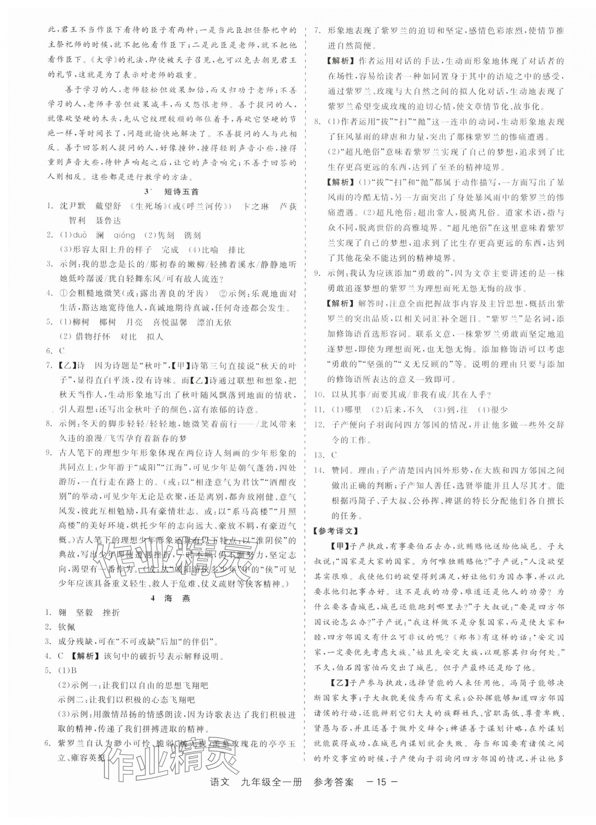 2024年精彩三年就練這一本九年級語文全一冊人教版 第15頁