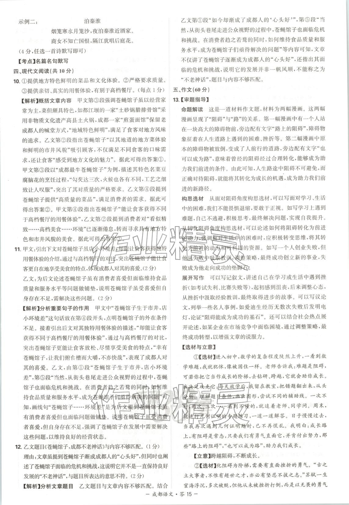 2026年天利38套中考试题精选语文成都专版&nbsp;第15页