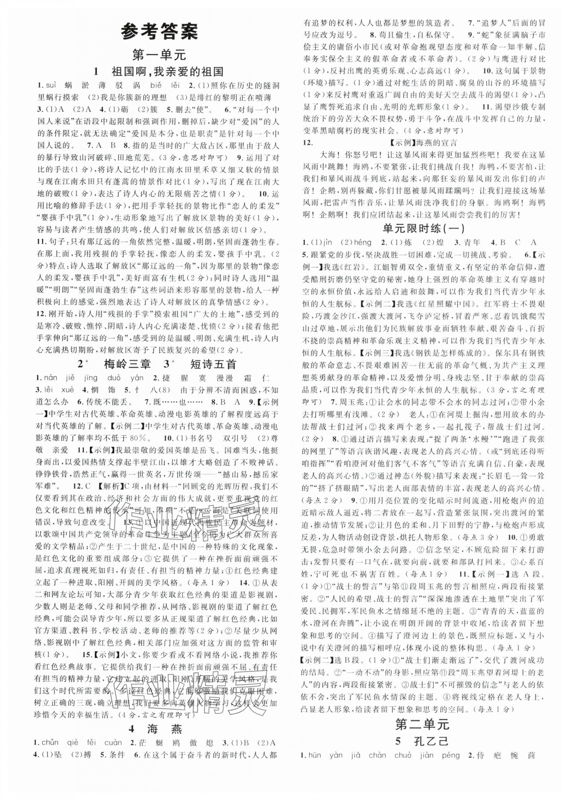 2025年名校課堂九年級語文下冊人教版陜西專版 第1頁