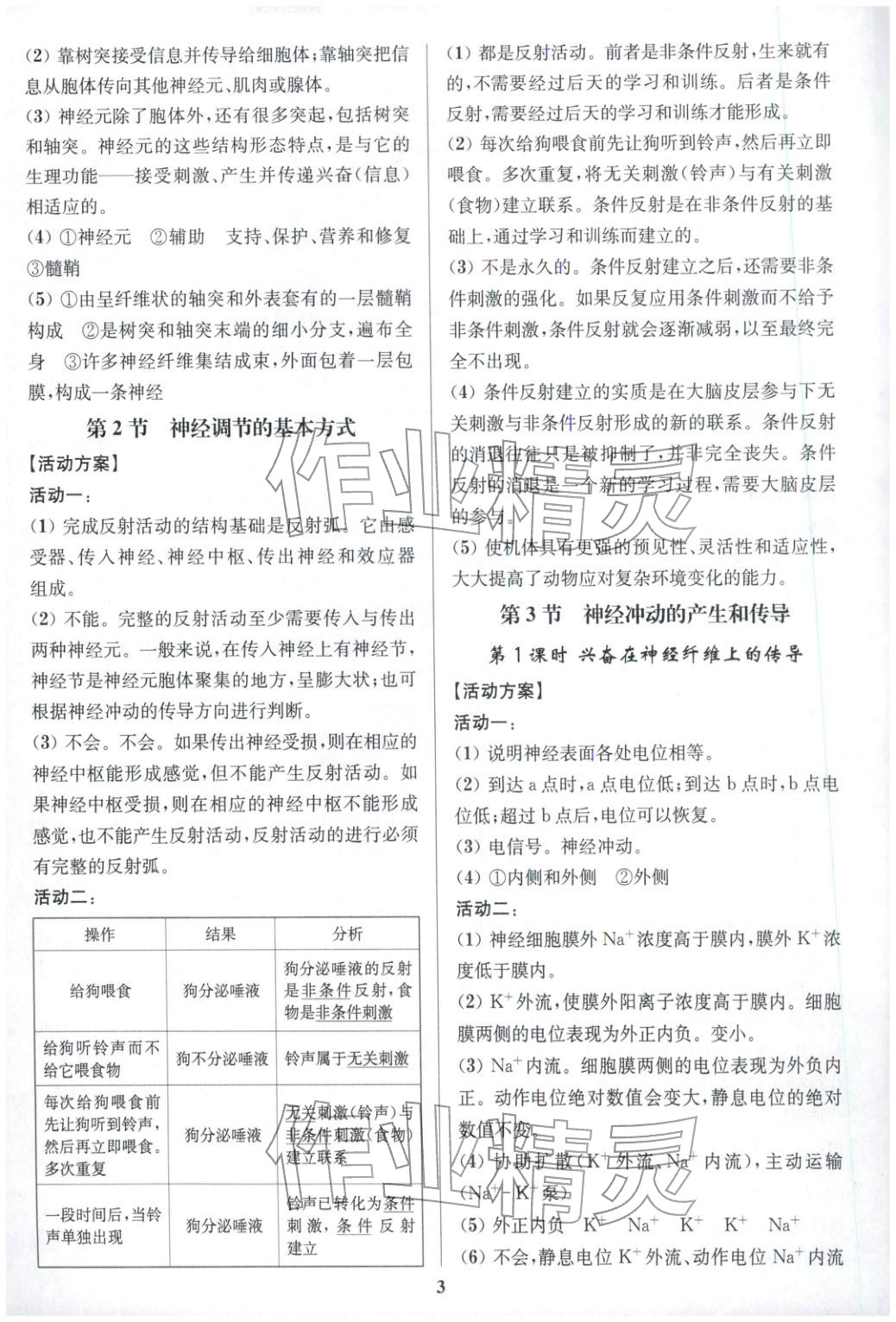 2025年活动单导学课程高中生物选择性必修第一册人教版&nbsp;第3页