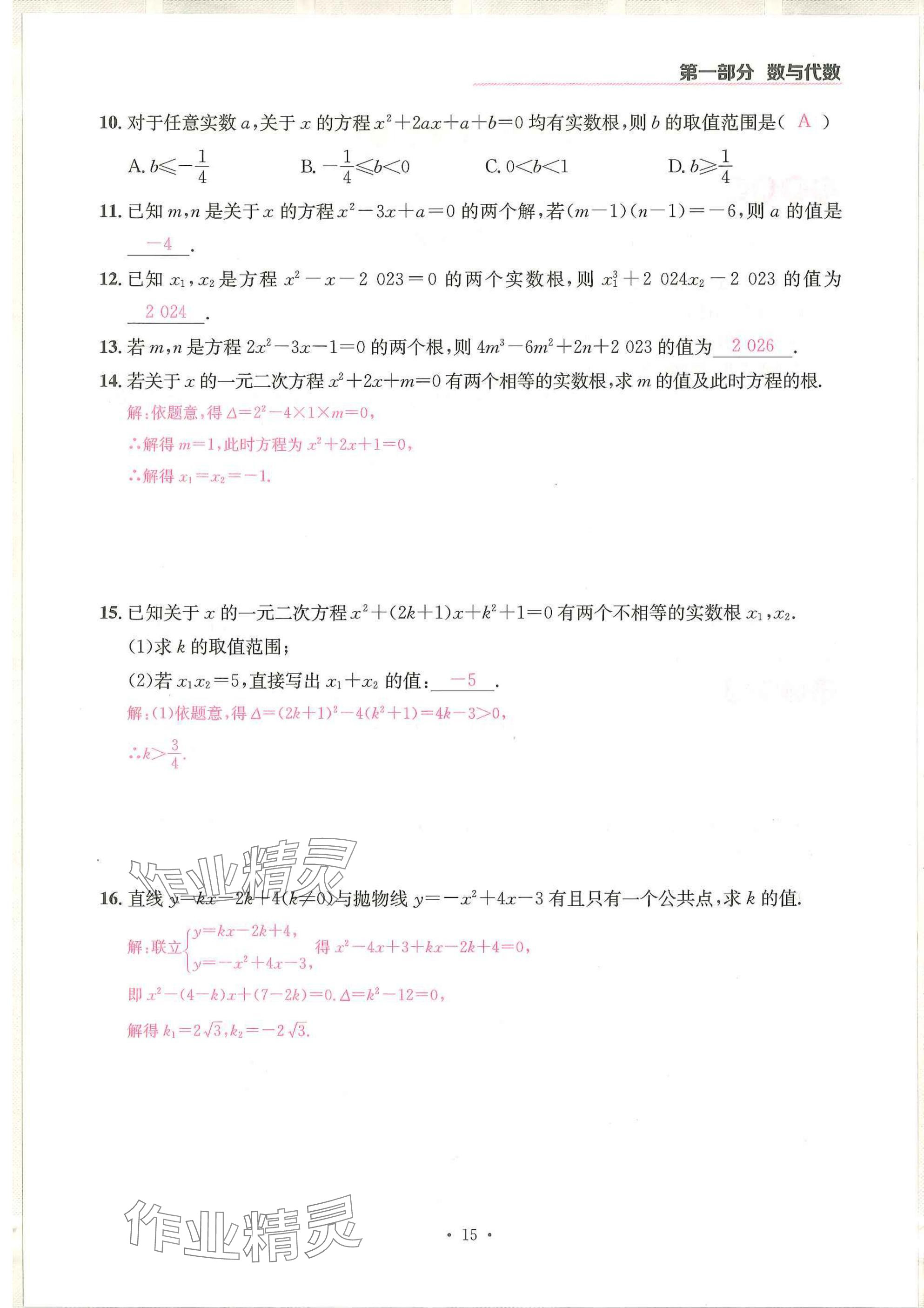 2025年一品中考數(shù)學(xué)武漢專版 參考答案第15頁