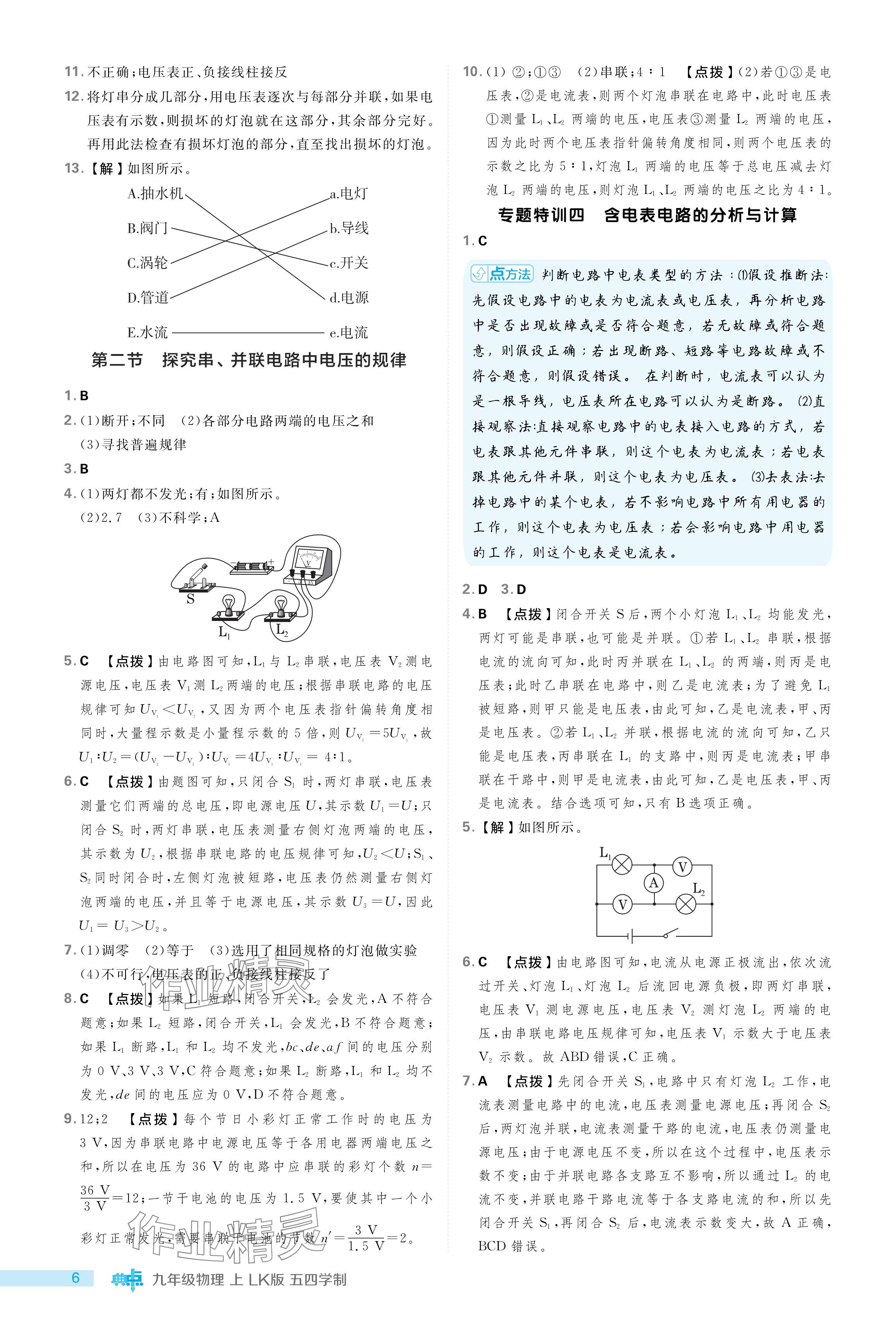 2024年綜合應(yīng)用創(chuàng)新題典中點九年級物理上冊魯科版54制 參考答案第6頁