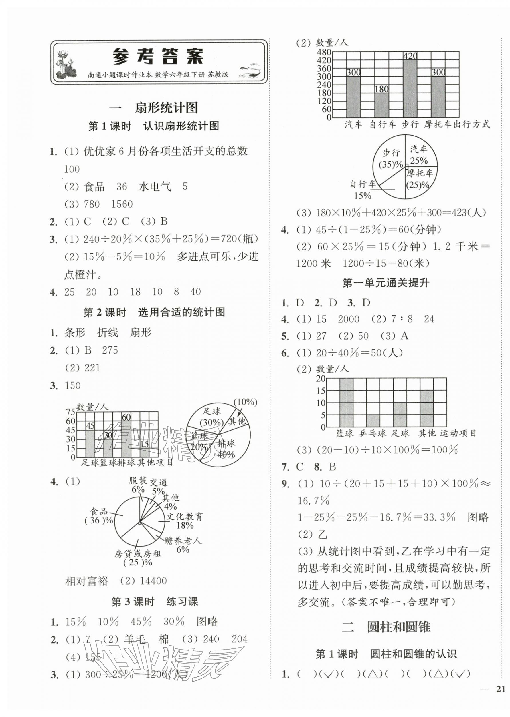 2026年南通小题课时作业本六年级数学下册苏教版&nbsp;第1页