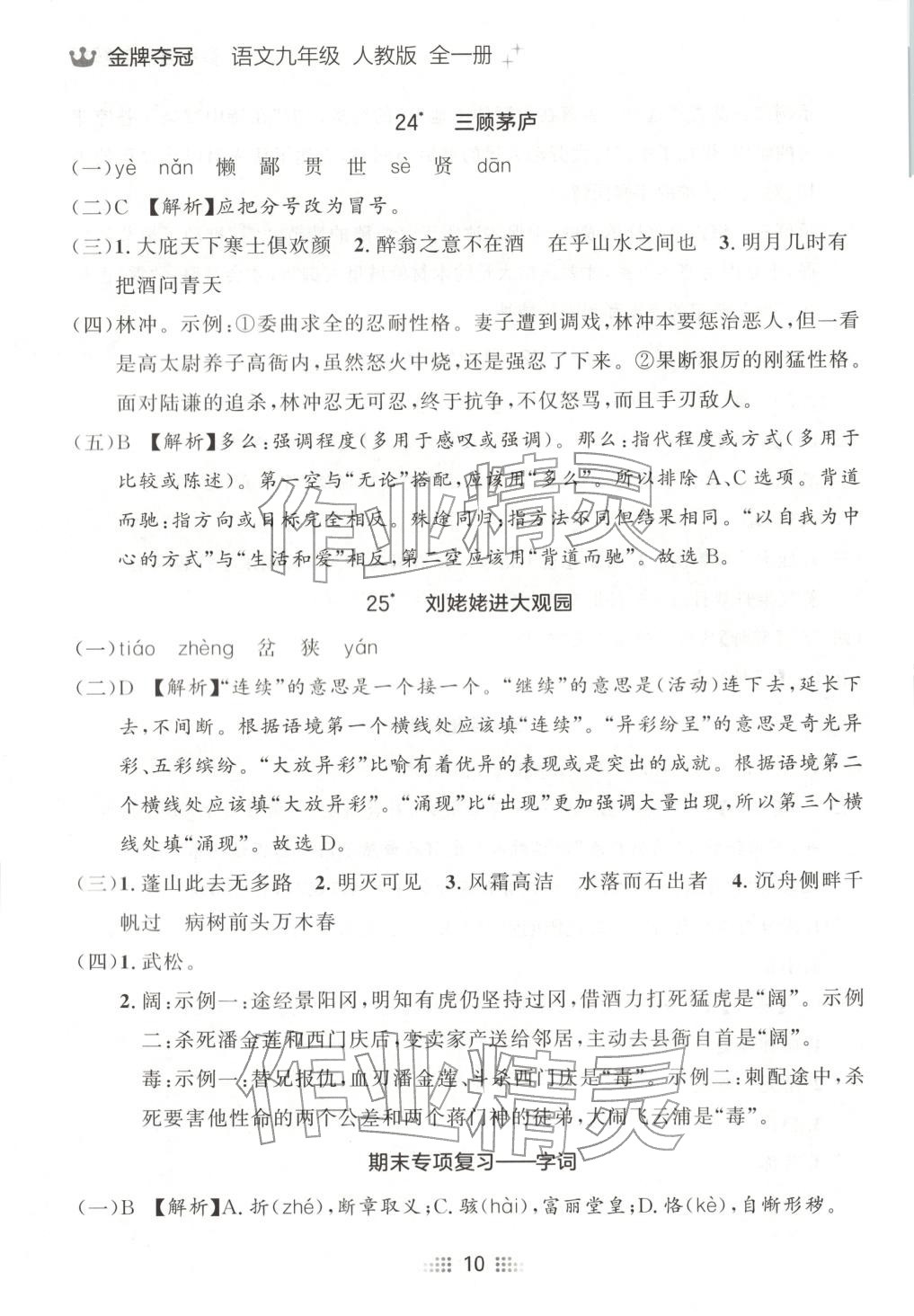 2025年点石成金金牌夺冠九年级语文全一册人教版辽宁专版&nbsp;第10页